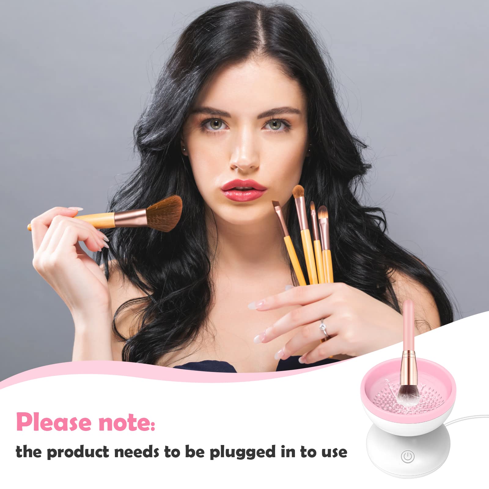 Electric Makeup Brush Cleaner, Luxiv Wash Makeup Brush Cleaner Machine Fit for All Size Brushes Automatic Spinner Machine, Painting Brush Cleaner