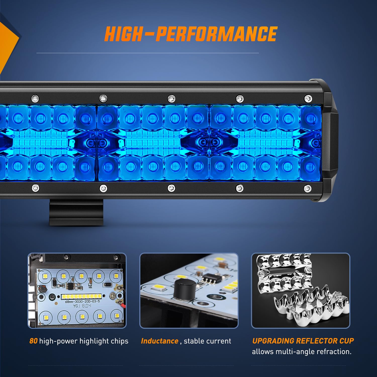 Nilight 12 Inch LED Light Bar Blue Triple Row 240W Spot & Flood Combo 30000LM Driving Boat Led Off Road Lights Fishing Hunting Emergency Safety Lights for UTV Pick-up Van Tractor