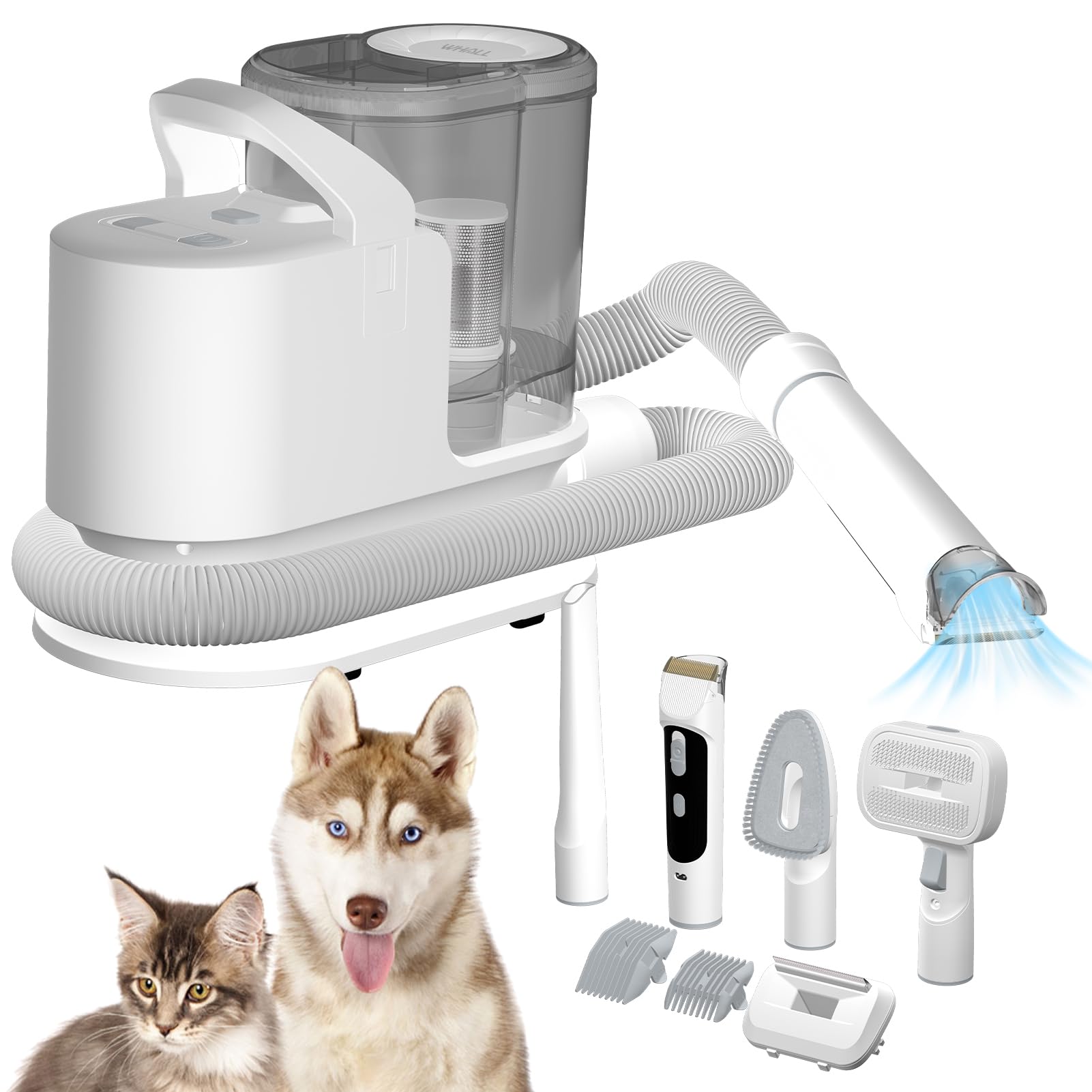 whall Pet Grooming Vacuum for 99% Hair, Low Noise Dog Vacuum Groomer with 2.3L Dust Cup, Gray