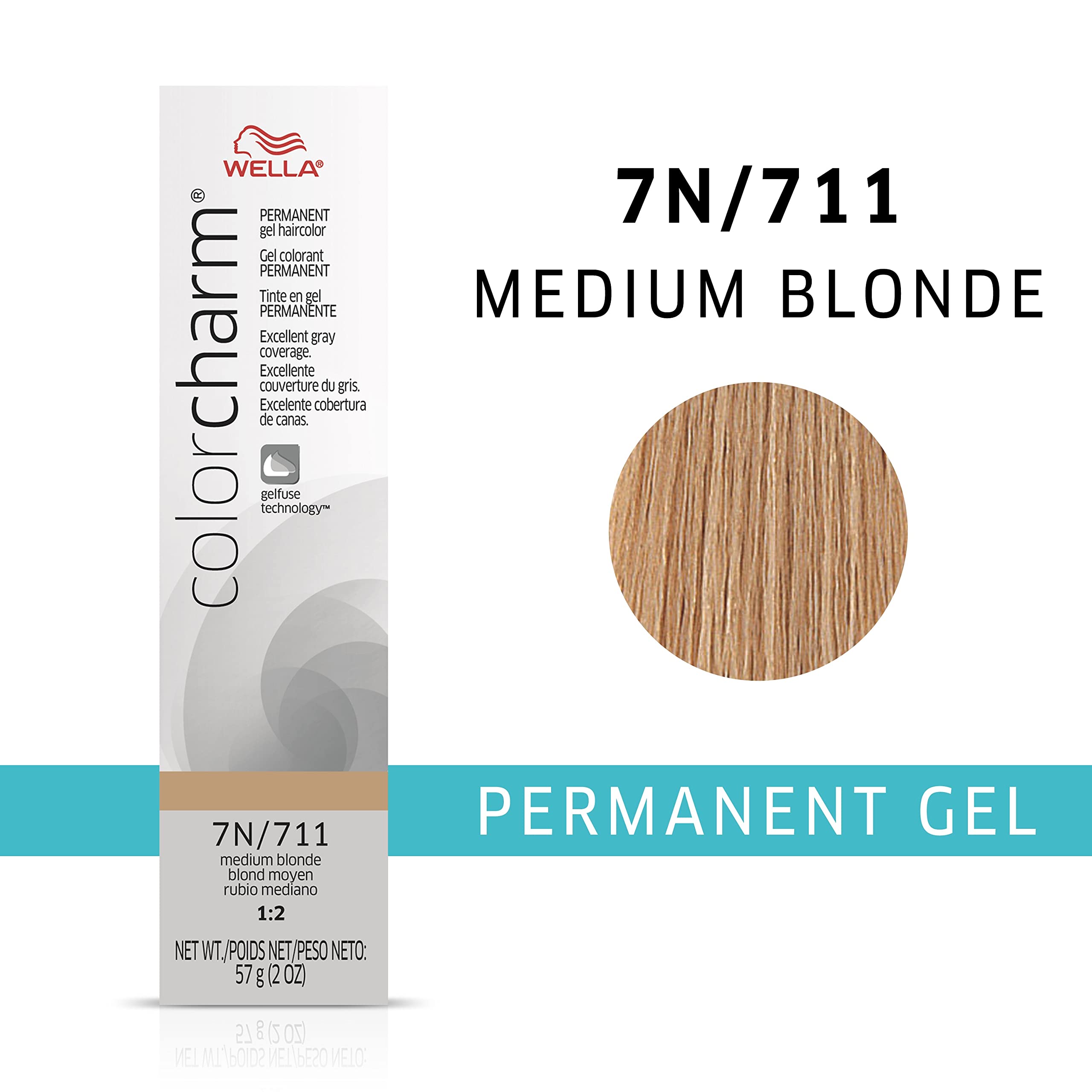 WELLA Color Charm Permanent Gel, Hair Color for Gray Coverage, 7N Medium Blonde