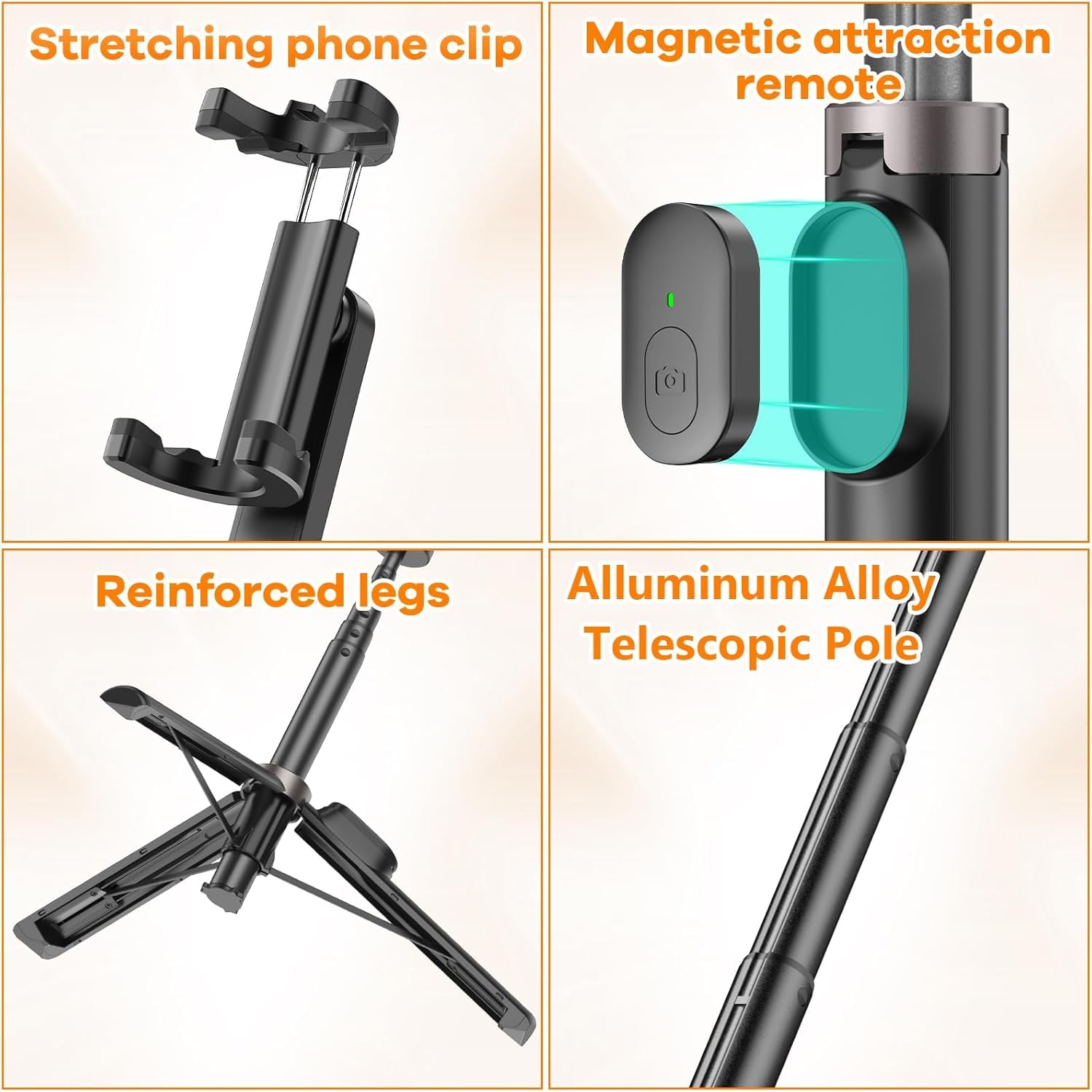 XXZU Cell Phone Selfie Stick Tripod, Smartphone Tripod Stand with Remote, Portable Phone Tripod Stand for Group Selfie/Live Streaming/Video Recording Compatible with All Cellphone