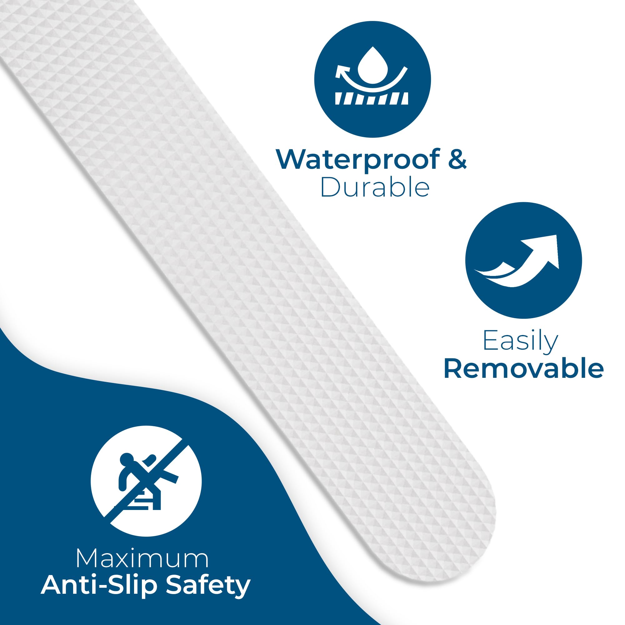 Anti-Slip Shower Stickers - Help Reduce Slipping in Bathtub & Shower, Clear Non-Slip Bath Strips, Strong Adhesive Bathtub Appliques Suitable for Homes with Kids, Adults & Seniors - 24 Pcs - Homergy