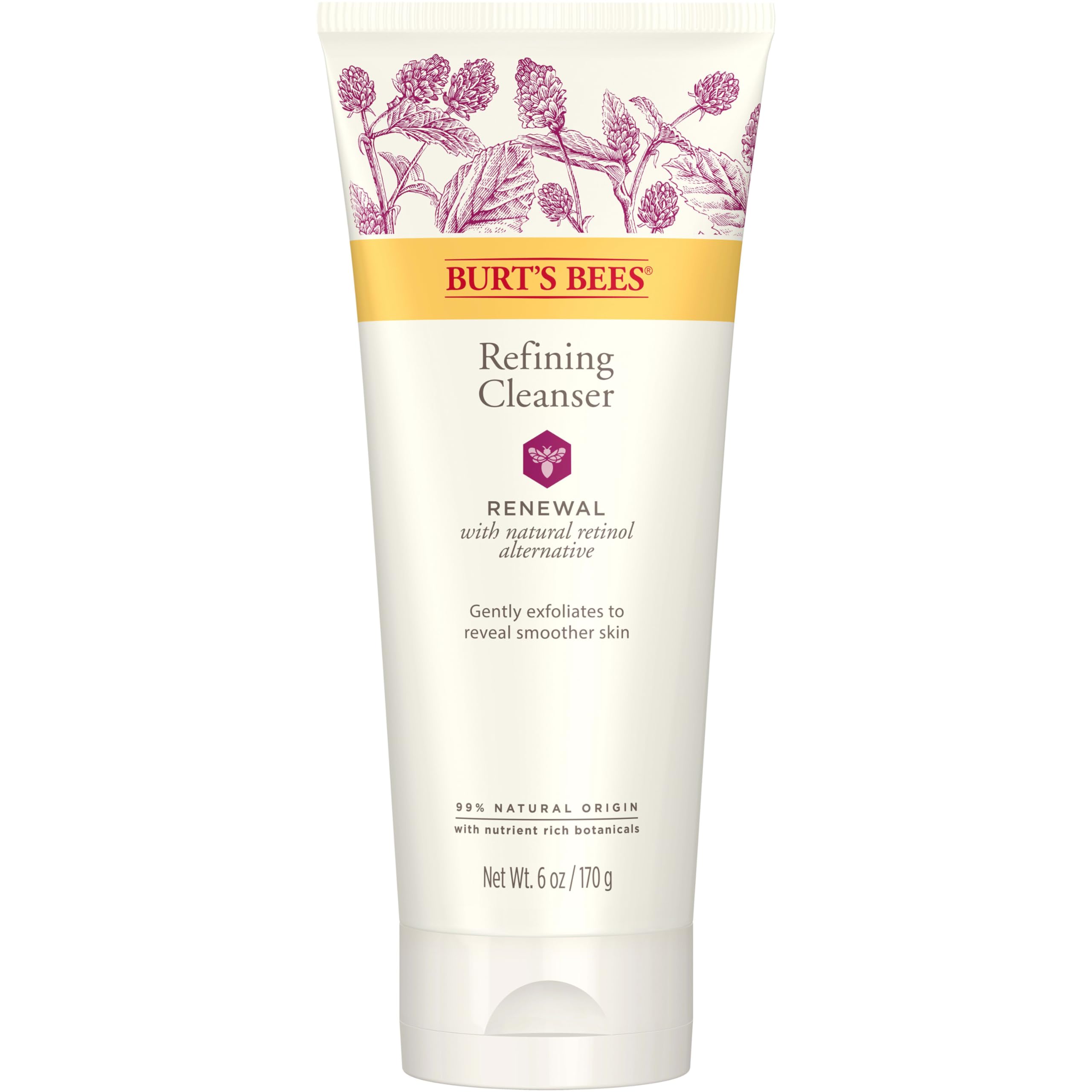 Burt's Bees Renewal Refining Cleanser with Bakuchiol Natural Retinol Alternative, 6 Oz (Package May Vary)