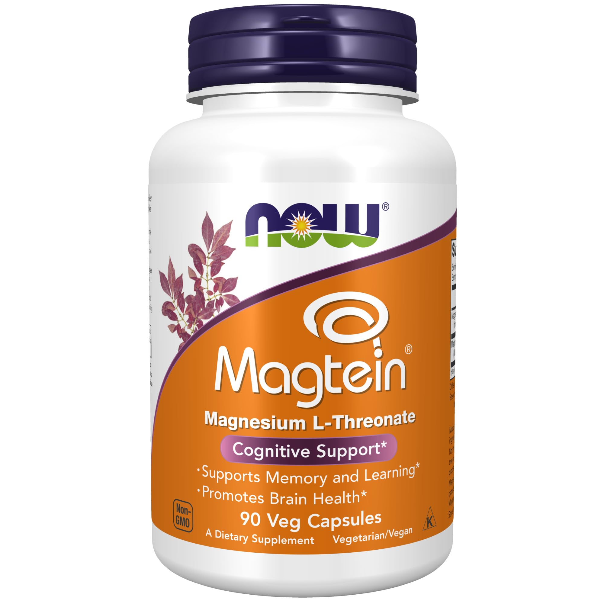 NOW Foods Supplements, Magtein™ with patented form of Magnesium (Mg), Cognitive Support*, 90 Veg Capsules