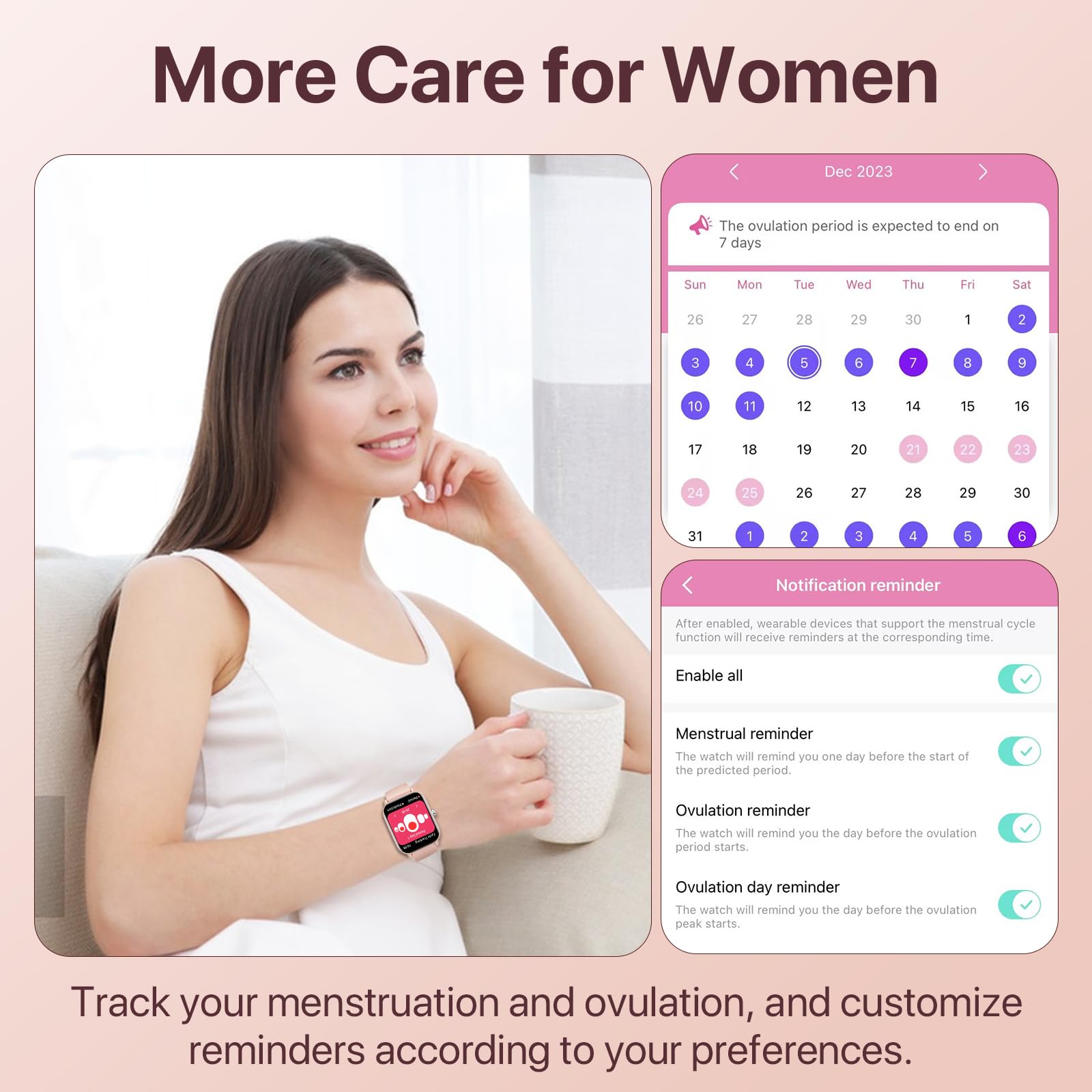 WalkerFit Smart Watch for Women: 2'' Big Screen Android Smart Watch - Fitness Watch for Women, Waterproof Activity Tracker Smartwatch, Pedometer Heart Rate Monitor