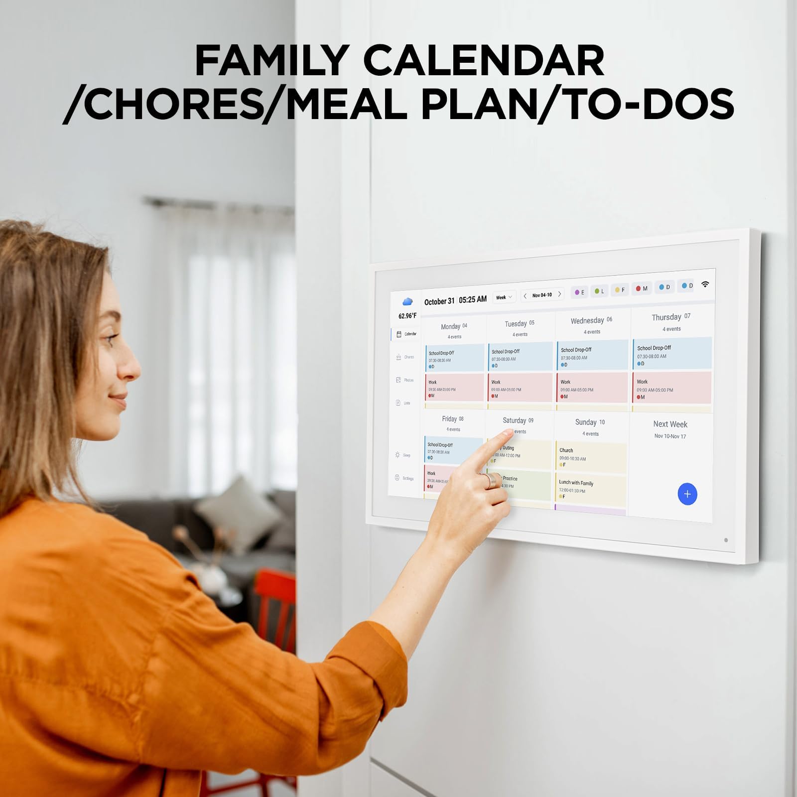 21.5 Inch Smart Digital Calendar, Wall Electronic Calendar, 1920 * 1080 IPS Full HD Touch Screen Display for Family Meal Planner Support - Streamline Household Organization, Gifts for Women, Mom