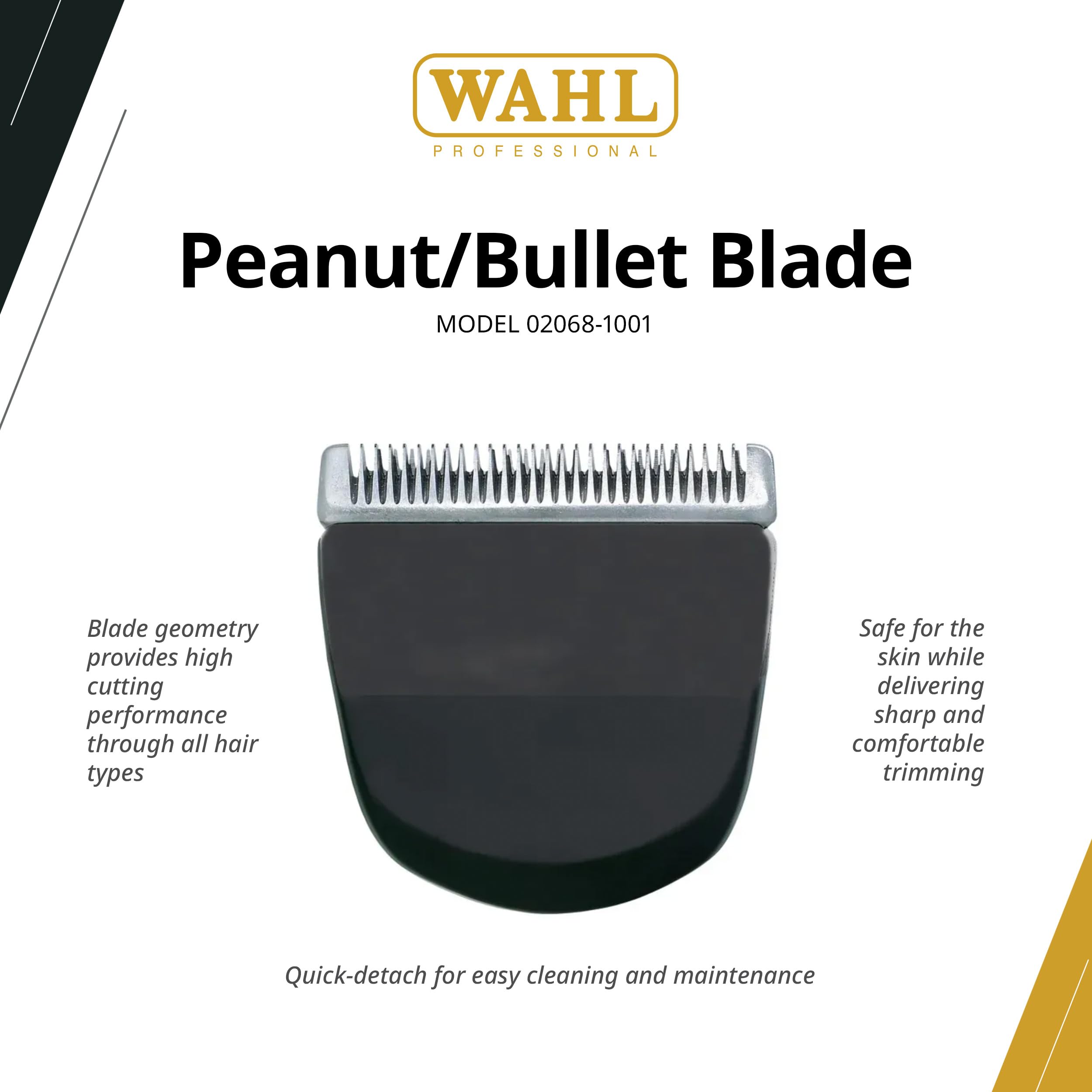 Wahl Professional Peanut Snap Clipper Trimmer Blade Replacement For Model 2068-1001 Black