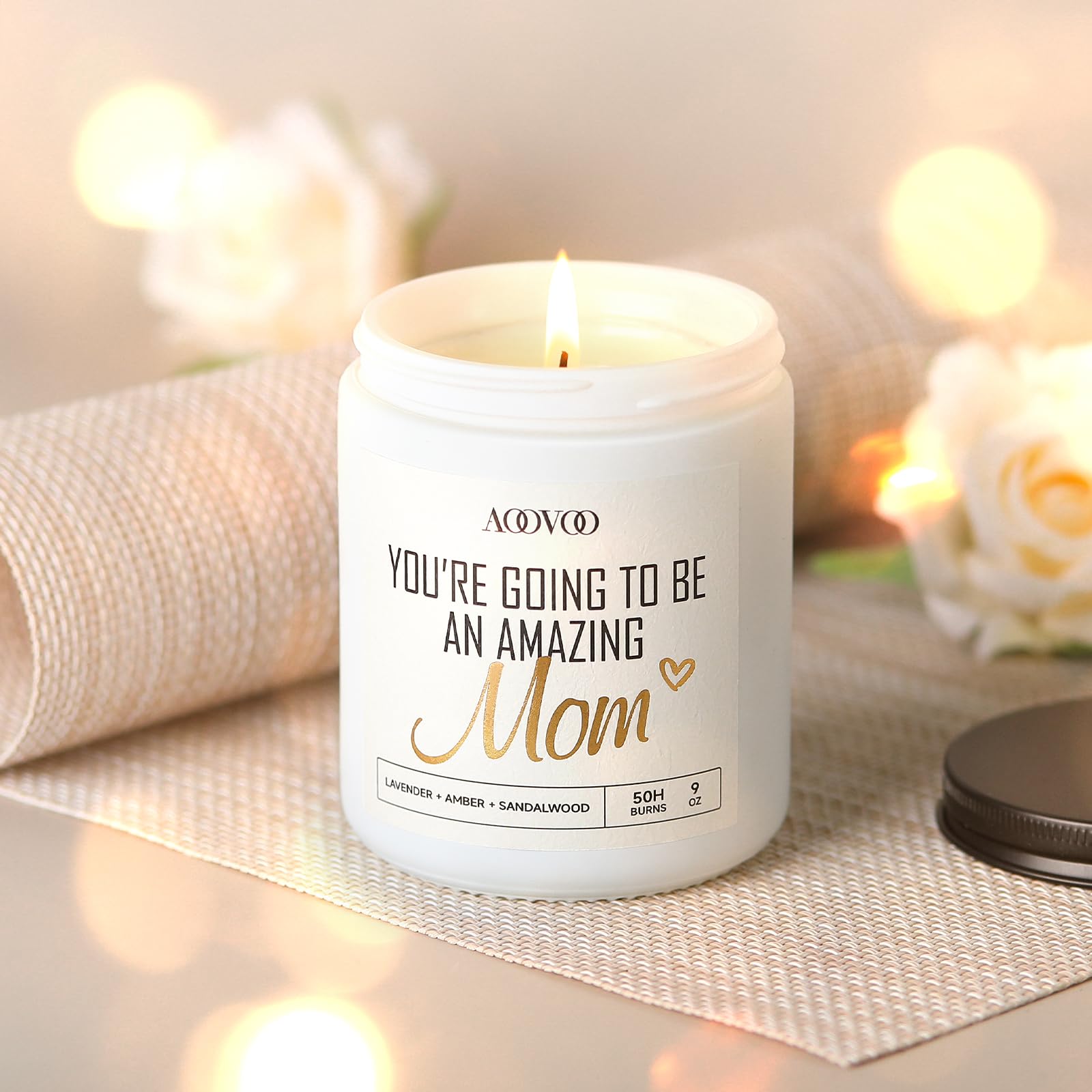 AOOVOO New Mom Gifts - Inspirational Pregnancy Gifts for Expecting Mom, New Mom Soy Wax Candle, Pregnancy Must Haves, Pregnancy Gifts for Expecting Mom, 1st Mothers Day Gift for New Mom