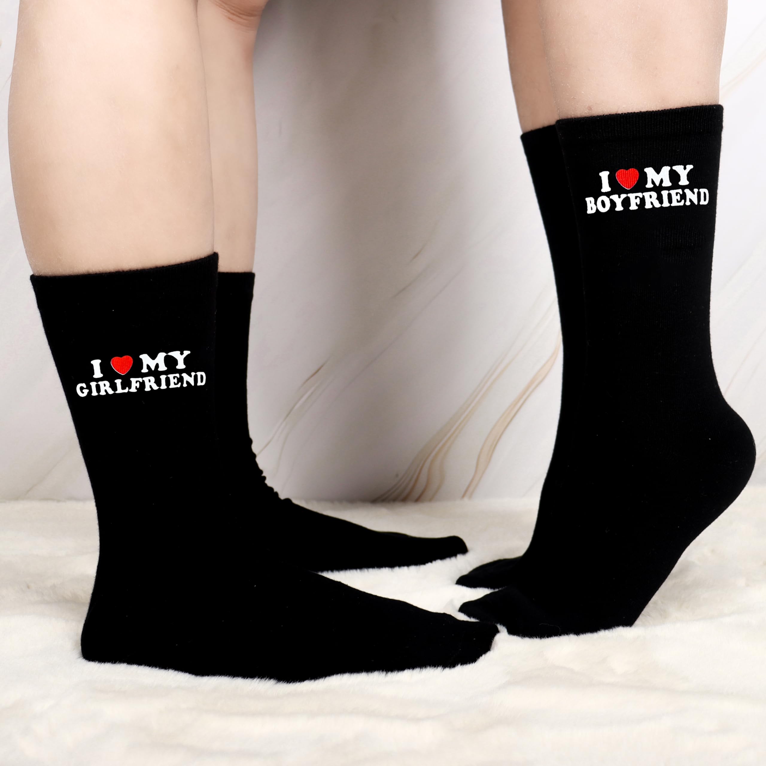 Moyel I Love My Girlfriend Socks Cute Gifts for Boyfriend Funny Boyfriend Gift Ideas on Anniversary Valentines day Birthday Gifts for Him I Heart My Girlfriend Socks for Men