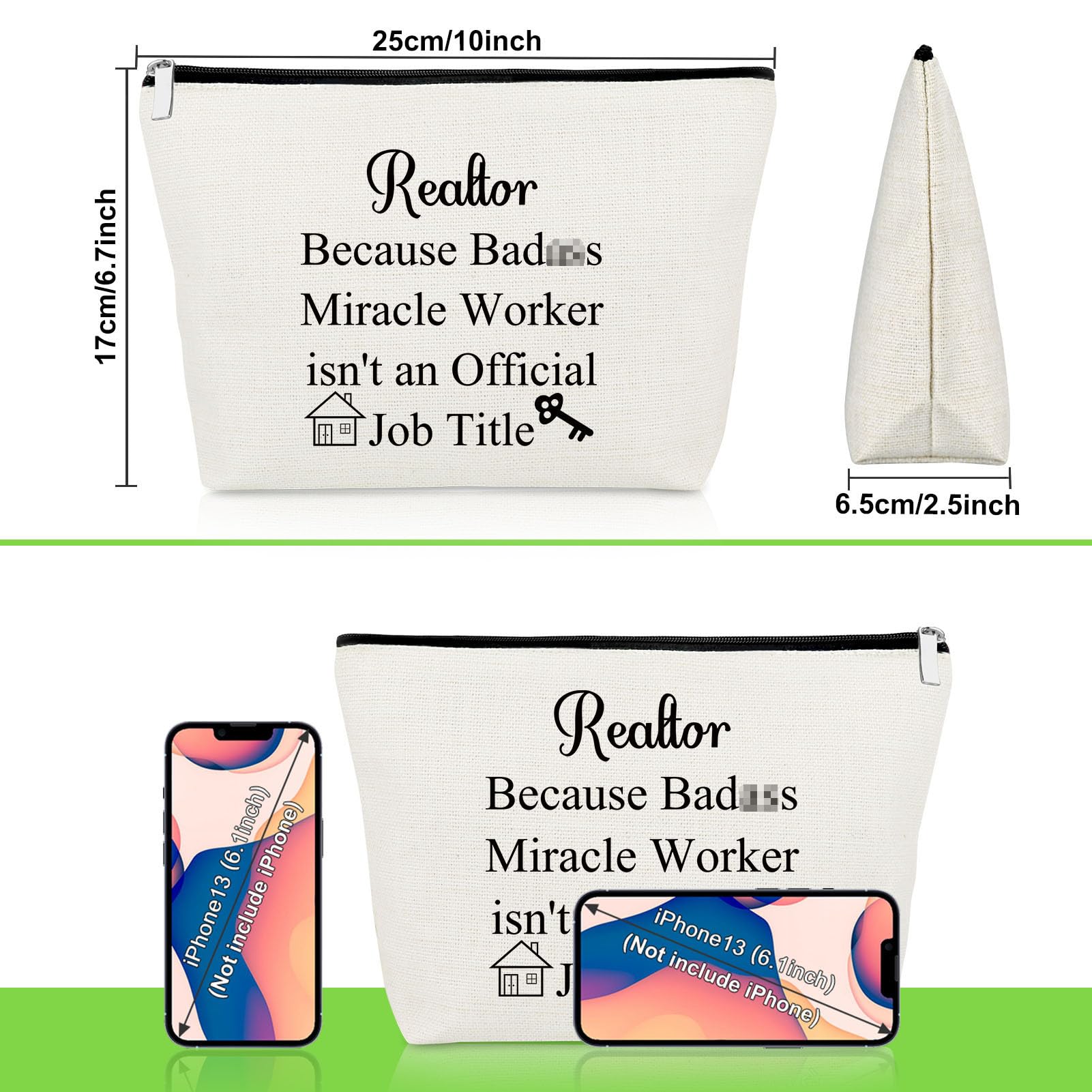 Gevody Realtor Gifts for Women Thank You Realtor Gifts Makeup Bag Realtor Closing Gifts Real Estate Agent Cosmetic Bag Appreciation Gifts for Seller Salesperson Broker Gifts Travel Cosmetic Pouch