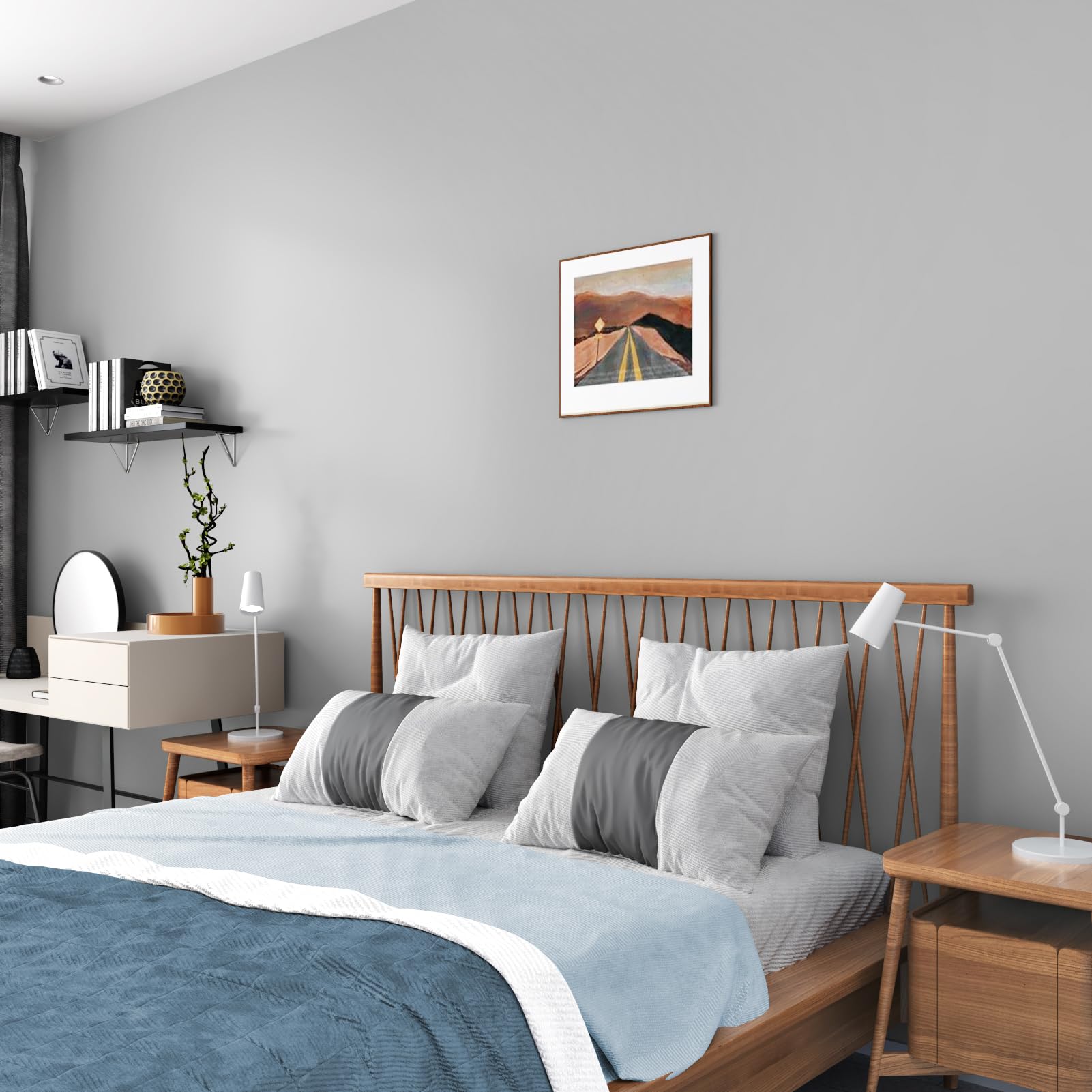Grey Wallpaper Peel and Stick for Bedroom 15.8" x 118" Solid Grey Self Adhesive Contact Paper for Cabinets Walls Temporary Vinyl Removable Wallpaper Peel and Stick Countertops Waterproof Shelf Liner
