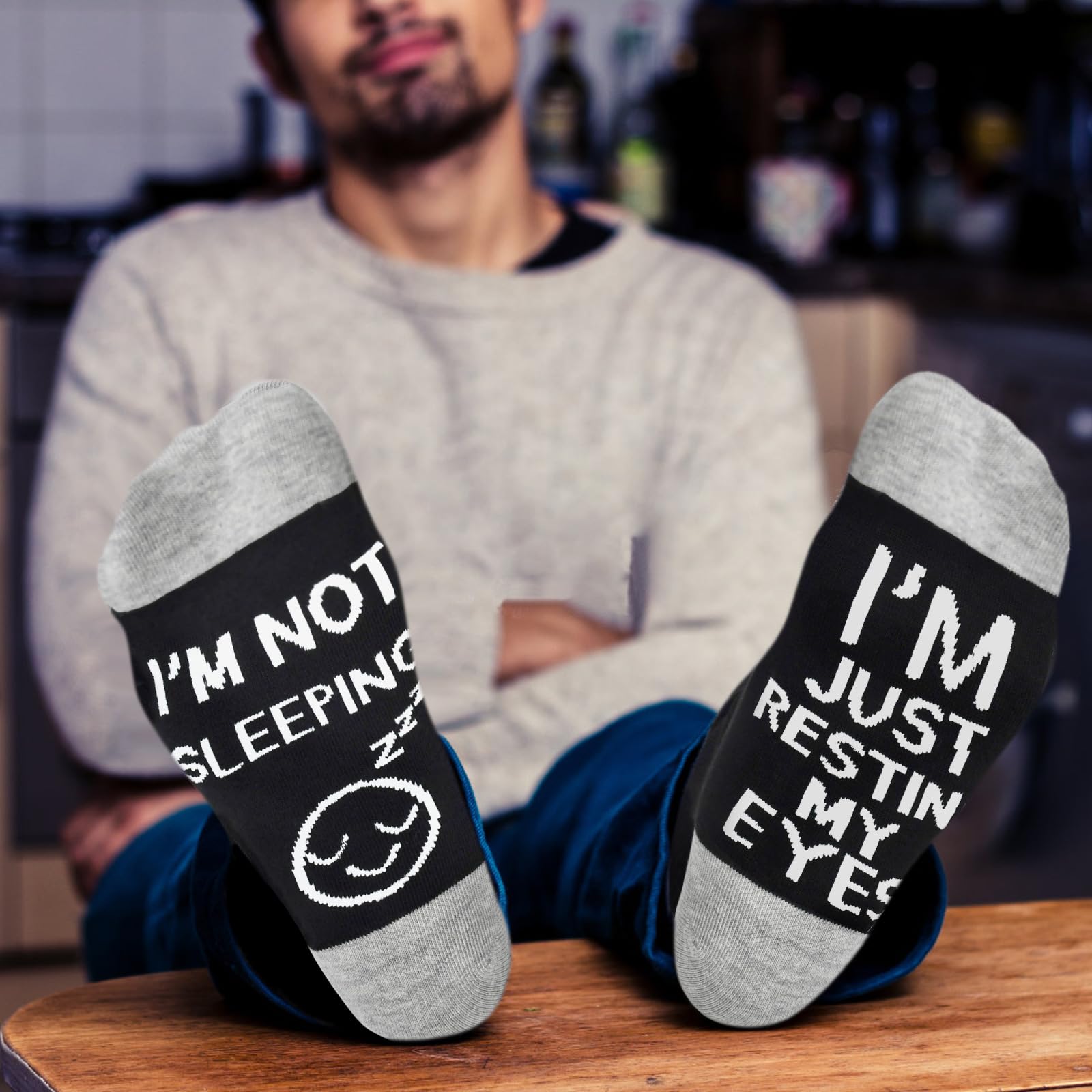 Dealswin Gifts for Dad Funny Socks: Birthday Gifts for Men Husband Garandpa, Stocking Stuffers for Men Father's Day Gifts idea, I'm Not Sleeping I'm Just Resting My Eyes Socks