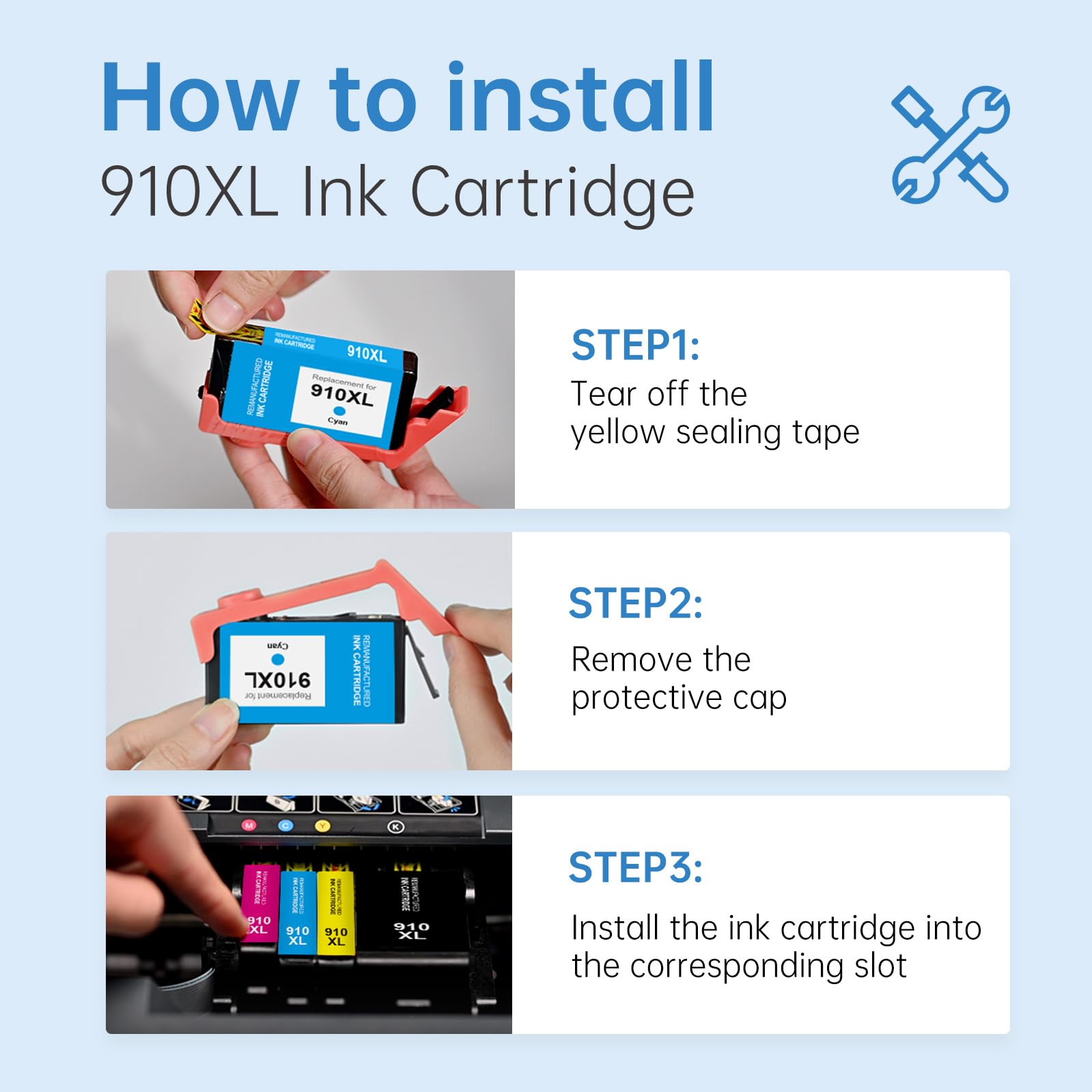 LEMERO 910XL Ink Cartridges Combo Pack Replacement for HP 910 910XL Ink Work for HP OfficeJet 8012e 8014e 8015e 8010e 8022e OfficeJet Pro 8025e 8020e 8028e 8034e 8035e 8020, 4-Pack