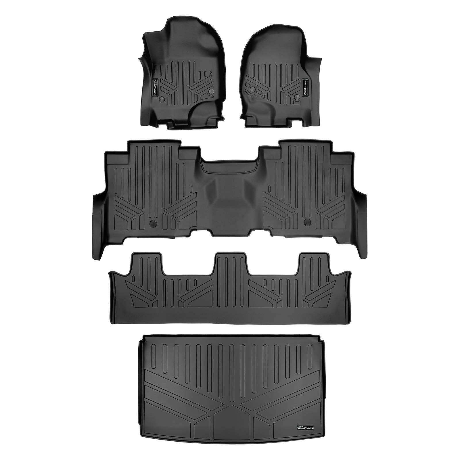 MAXLINER Floor Mats 3 Rows - Cargo Liner Behind 3rd Row Set Black Compatible with 18-22 Expedition Max/Navigator L - 2nd Row Bench Seat