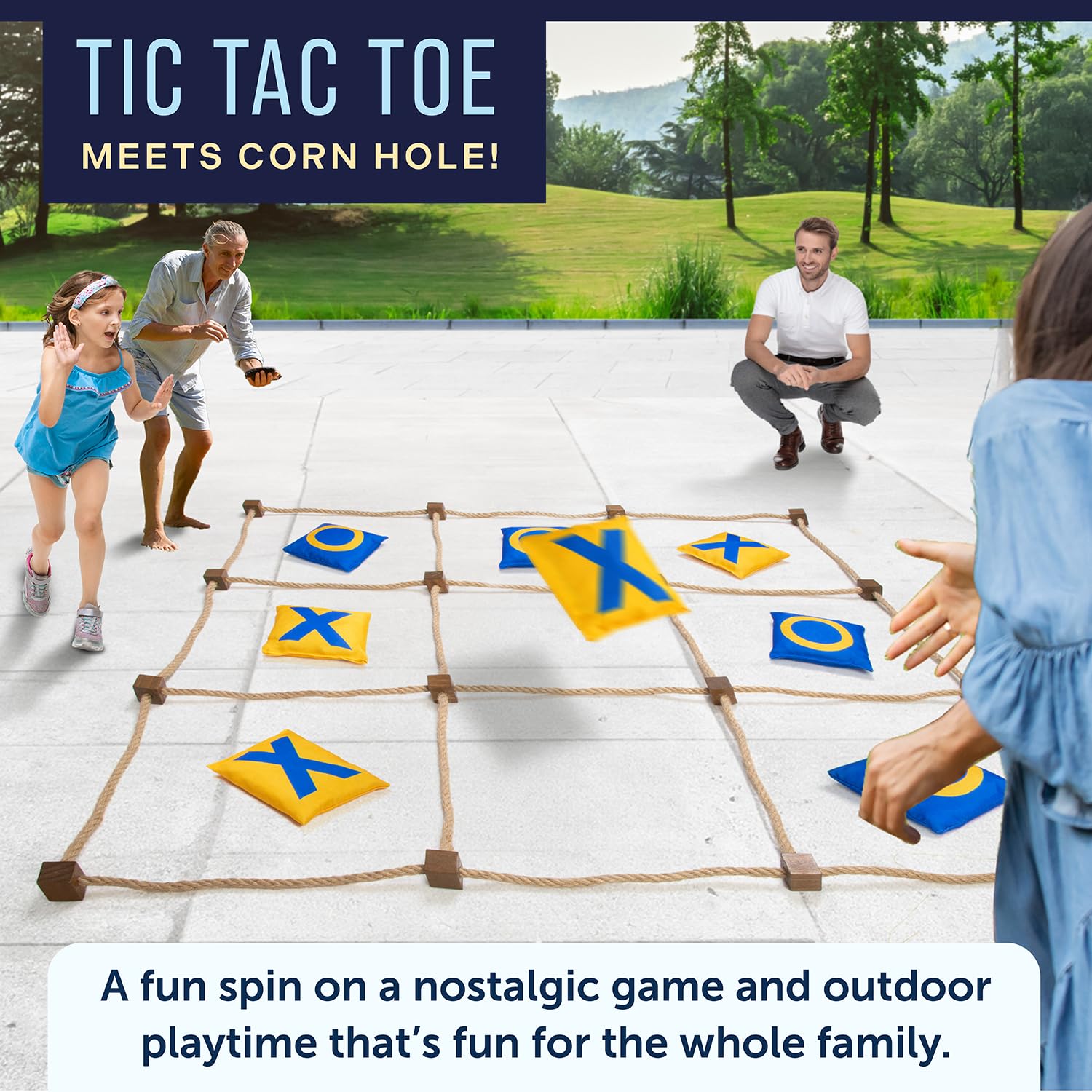 Maplefield Giant Tic Tac Toe Game - Heavier, Quality Bean Bag - Outdoor Lawn Games for Family Picnics, Camping, Parties, and Backyard Fun - Tic Tac Toe Toss Game for Kids and Adults