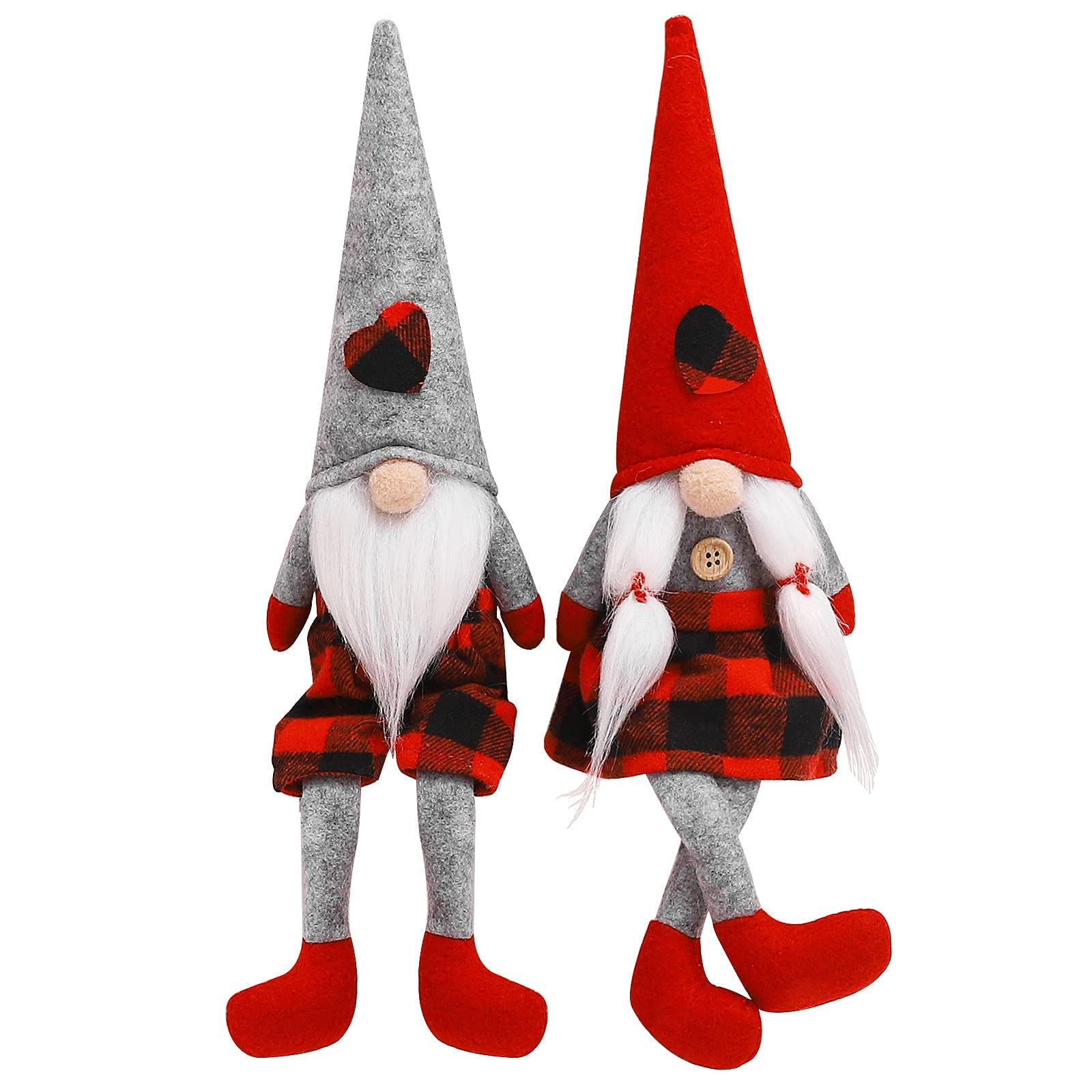 CRCZK Valentines Day Gnomes Plush Decorations set of 2, Handmade Mr and Mrs Scandinavian Swedish Tomte Elf Valentines Day Gnome Decorations for Indoor Home Kitchen Table Ornaments Gifts