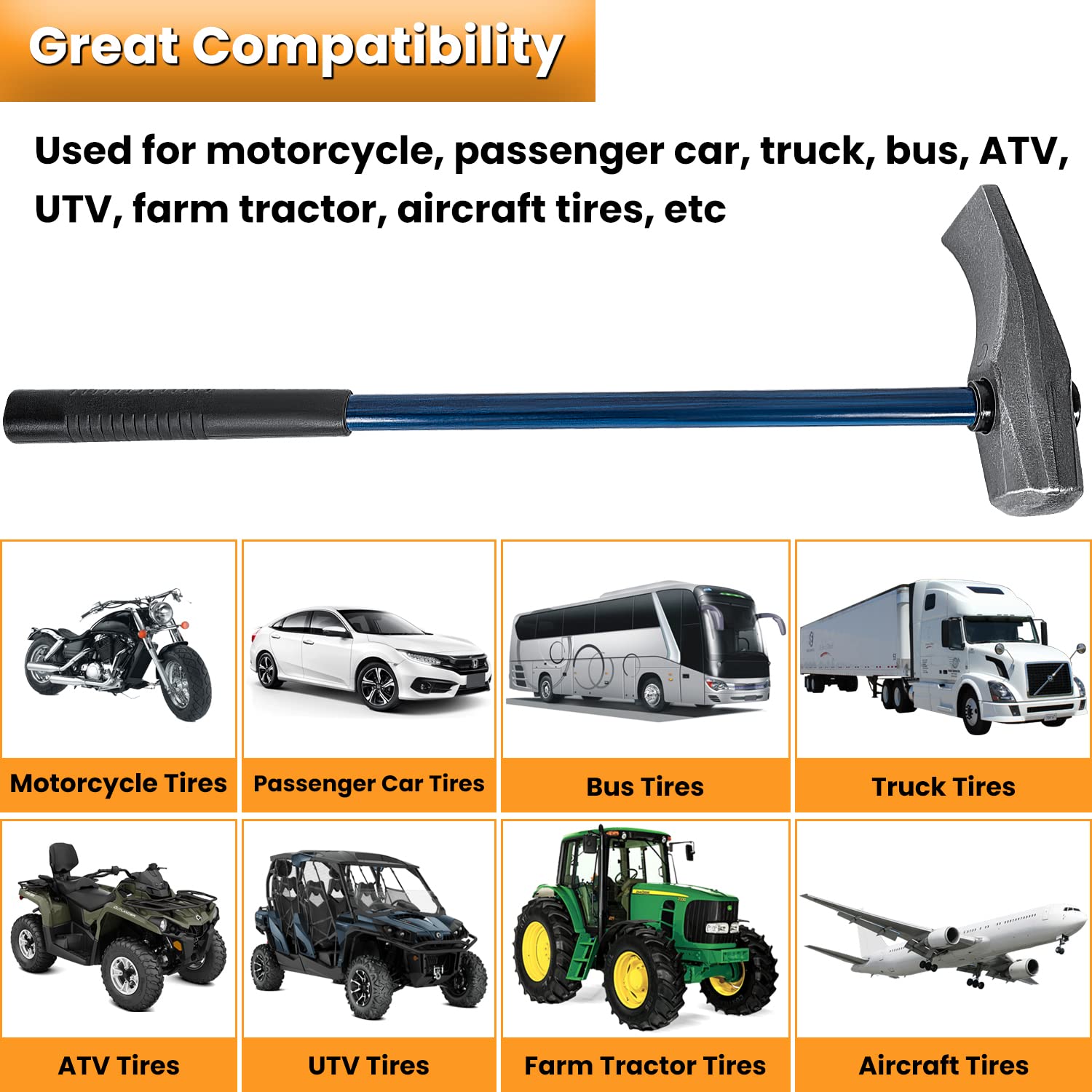 Replacement for Ken-Tool 35429 Bead Brkg Wg, 32 In, STL, Blue Black Tire Bead Breaker Wedge TG11E Duck-Billed Hammer For Passenger Car Truck Bus ATV UTV Farm Tractor Aircraft Tires