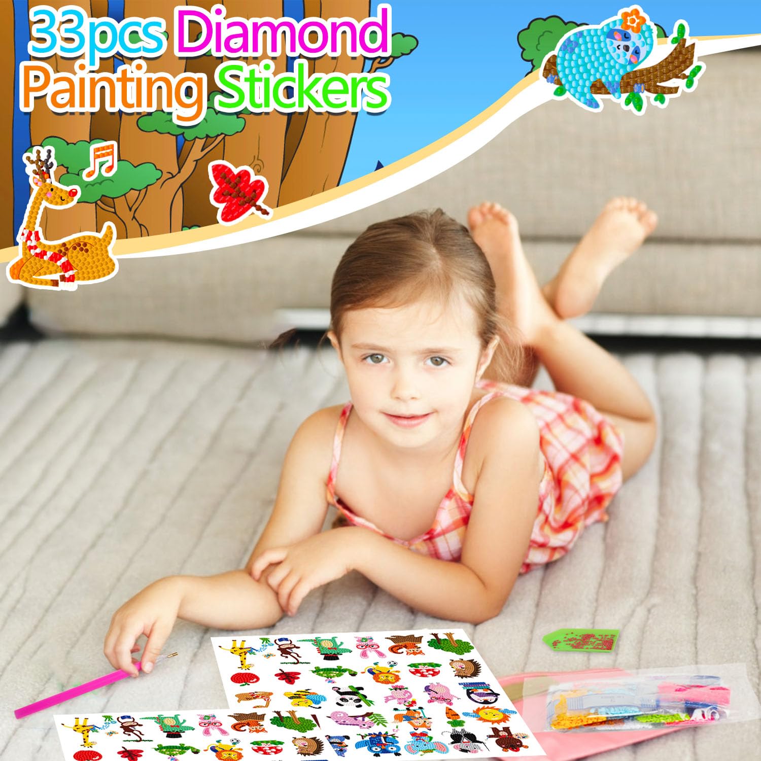 Labeol Diamond Art Kits for Kids Boys and Girls Ages 6-8-10-12 Easy to DIY Creative Diamond Art Sticker Craft by Numbers Kits for Kids and Adult Beginners