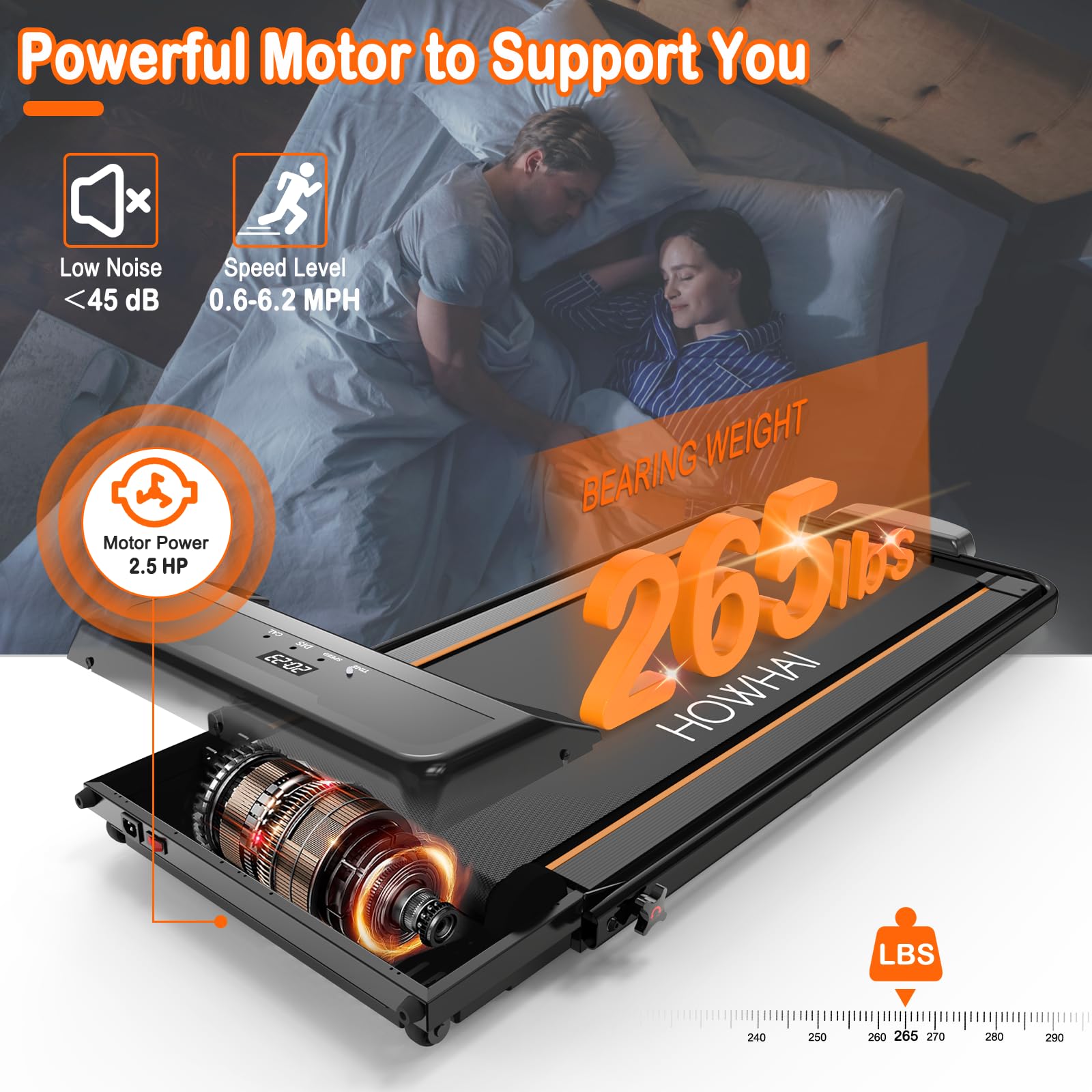 HOWHAI Treadmill, Walking Pad, Treadmills for Home Foldable with Handle Bar, 6.2 MPH Running Treadmill with Remote Control and LED Display, Running Machine for Home Office Use (300lbs Capacity)