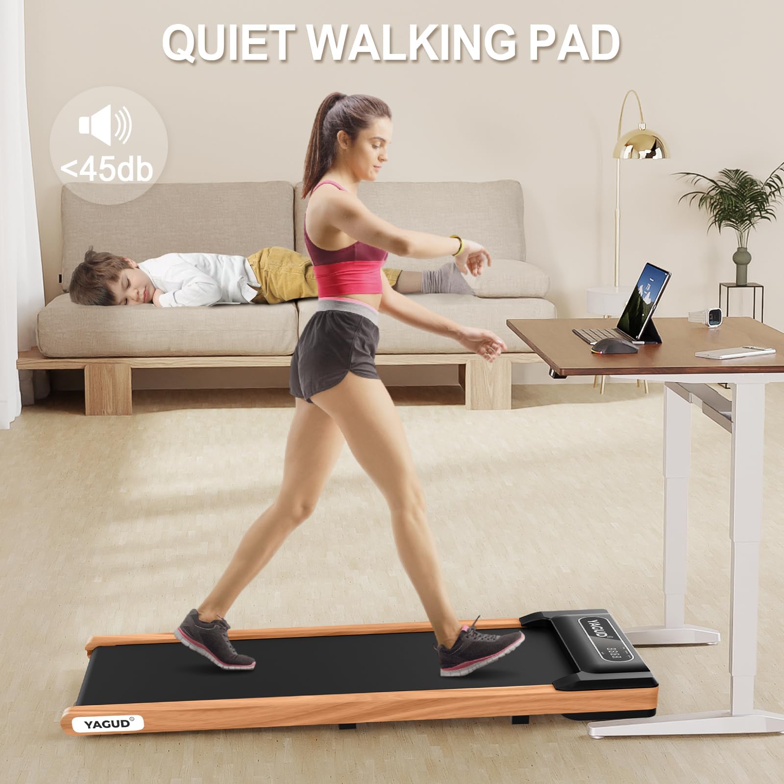 Walking Pad, Walking Pad Treadmill for Home Office, Portable Under Desk Treadmill with Remote Control and LED Display, Walking Jogging Running Machine