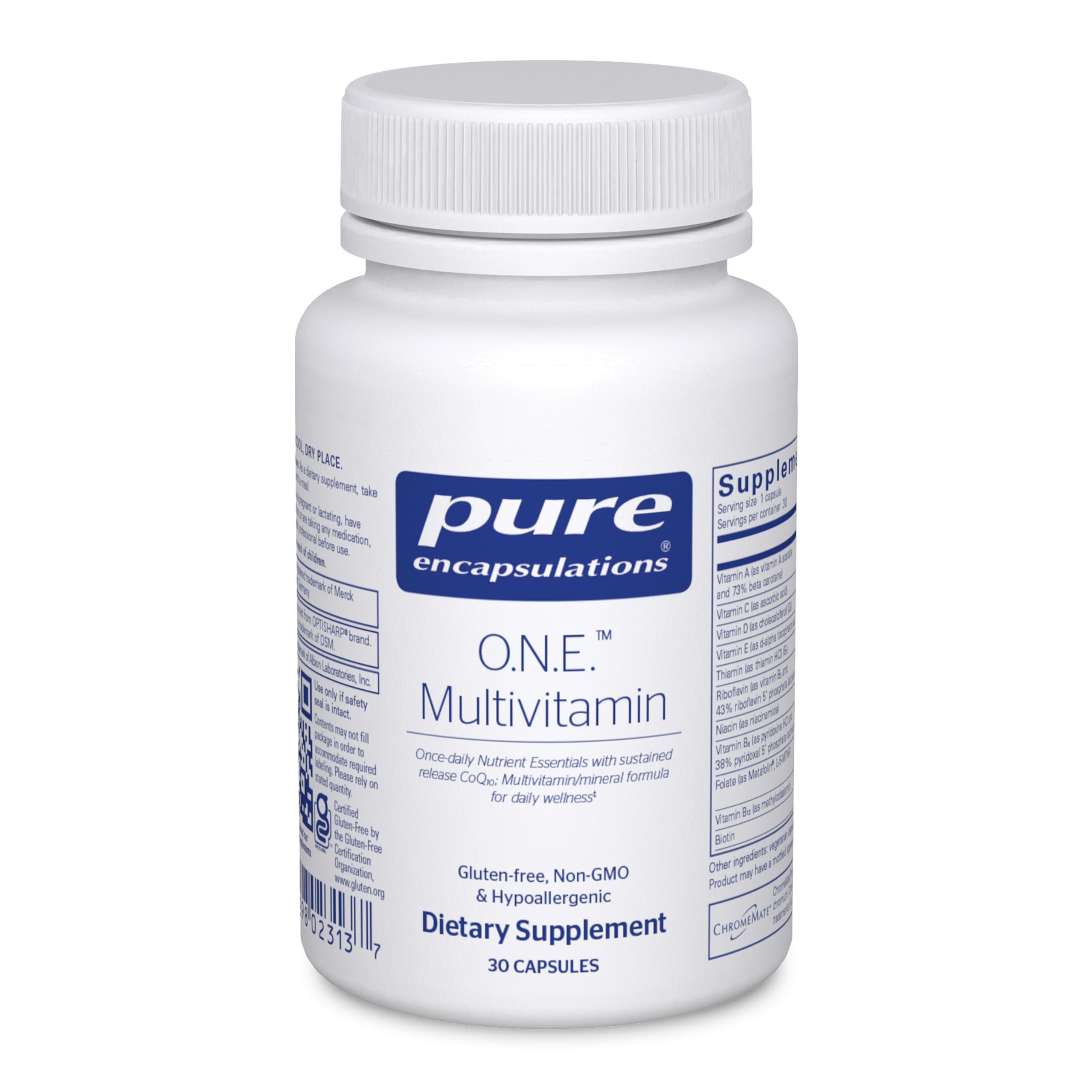 Pure Encapsulations O.N.E. Multivitamin - Once Daily Multivitamin with Antioxidant Complex Metafolin, CoQ10, and Lutein to Support Vision, Cognitive Function, and Cellular Health* - 30 Capsules