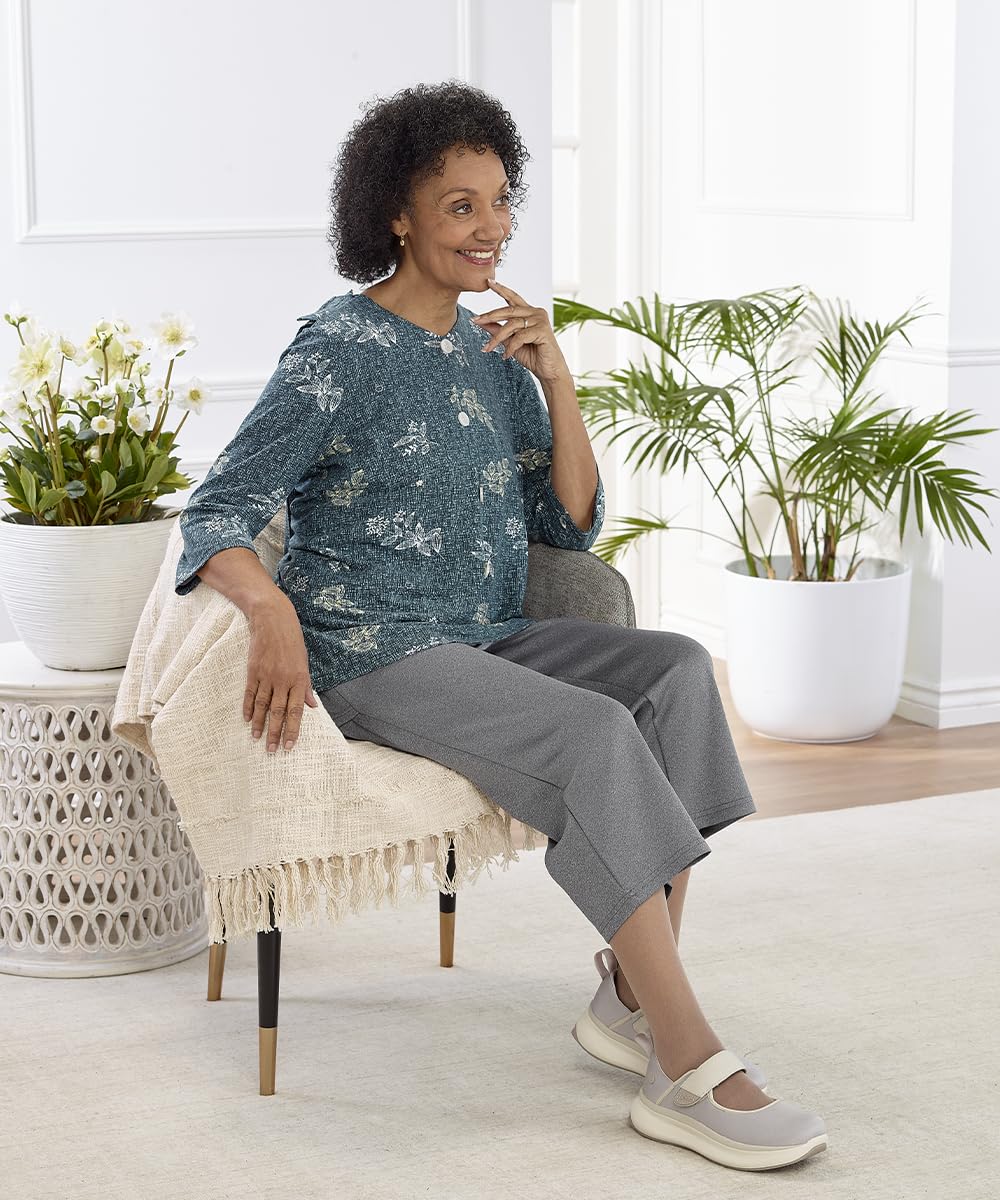 Silvert's Adaptive Clothing & Footwear Women's Open Back Active Capri Pant - Black LGE