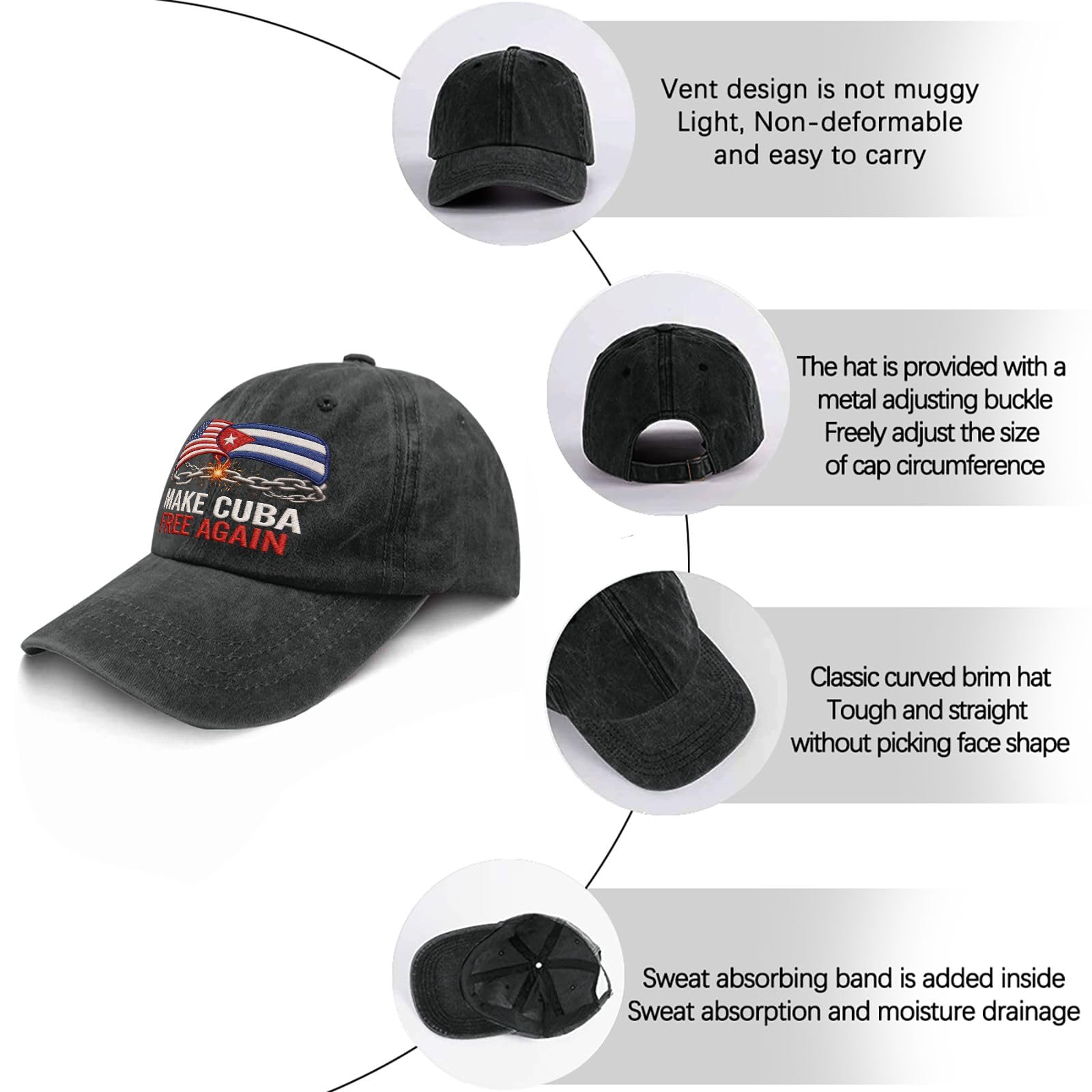 Make Cubas Great Again Embroidered Baseball Hats Garde Caps for Dad