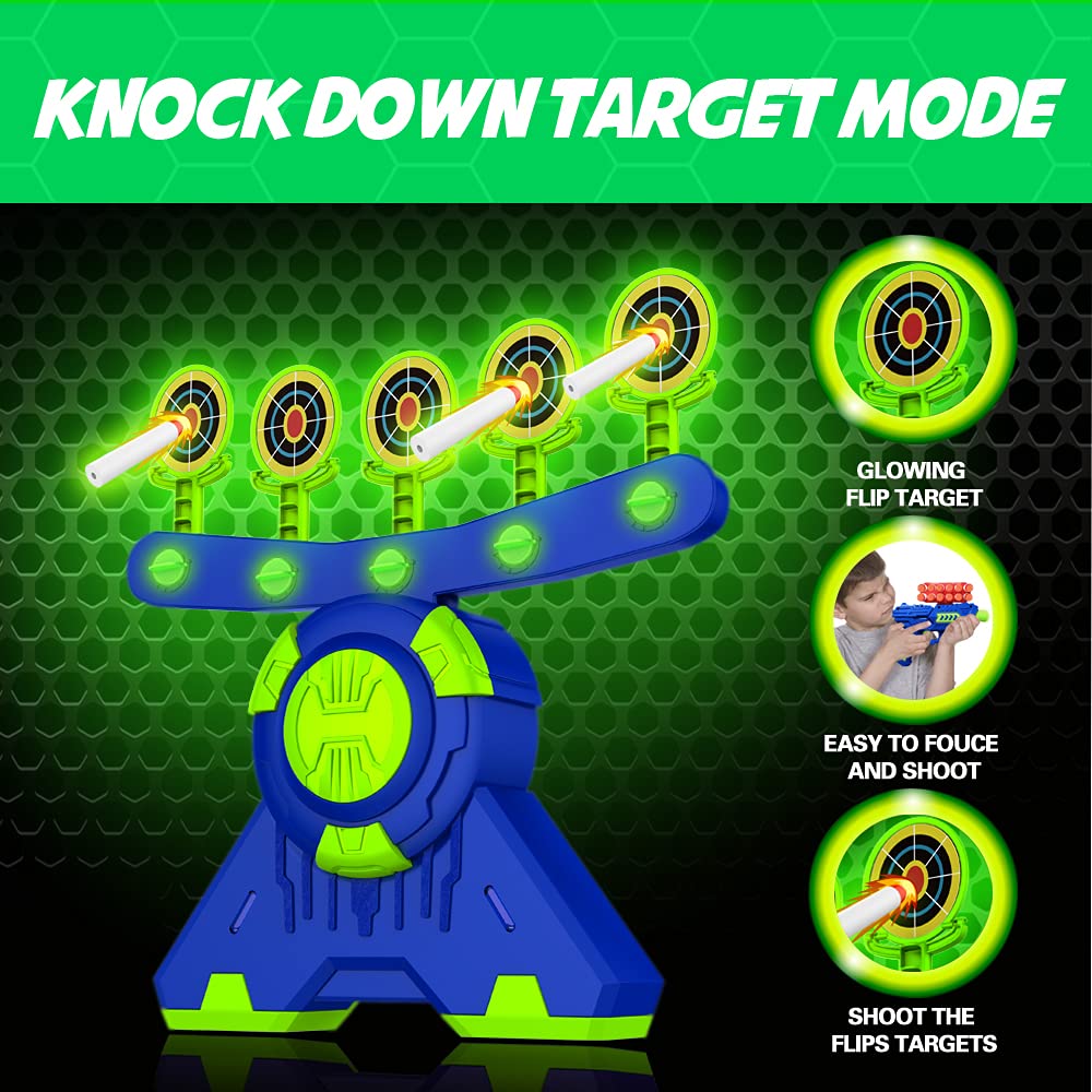 BAODLON Shooting Games Toy for Age 5, 6, 7, 8, 9, 10+ Years Old Kids, Boys - Glow in The Dark Floating Ball Target with Foam Dart Toy Gun, 10 Balls/5 Targets - Ideal Gift