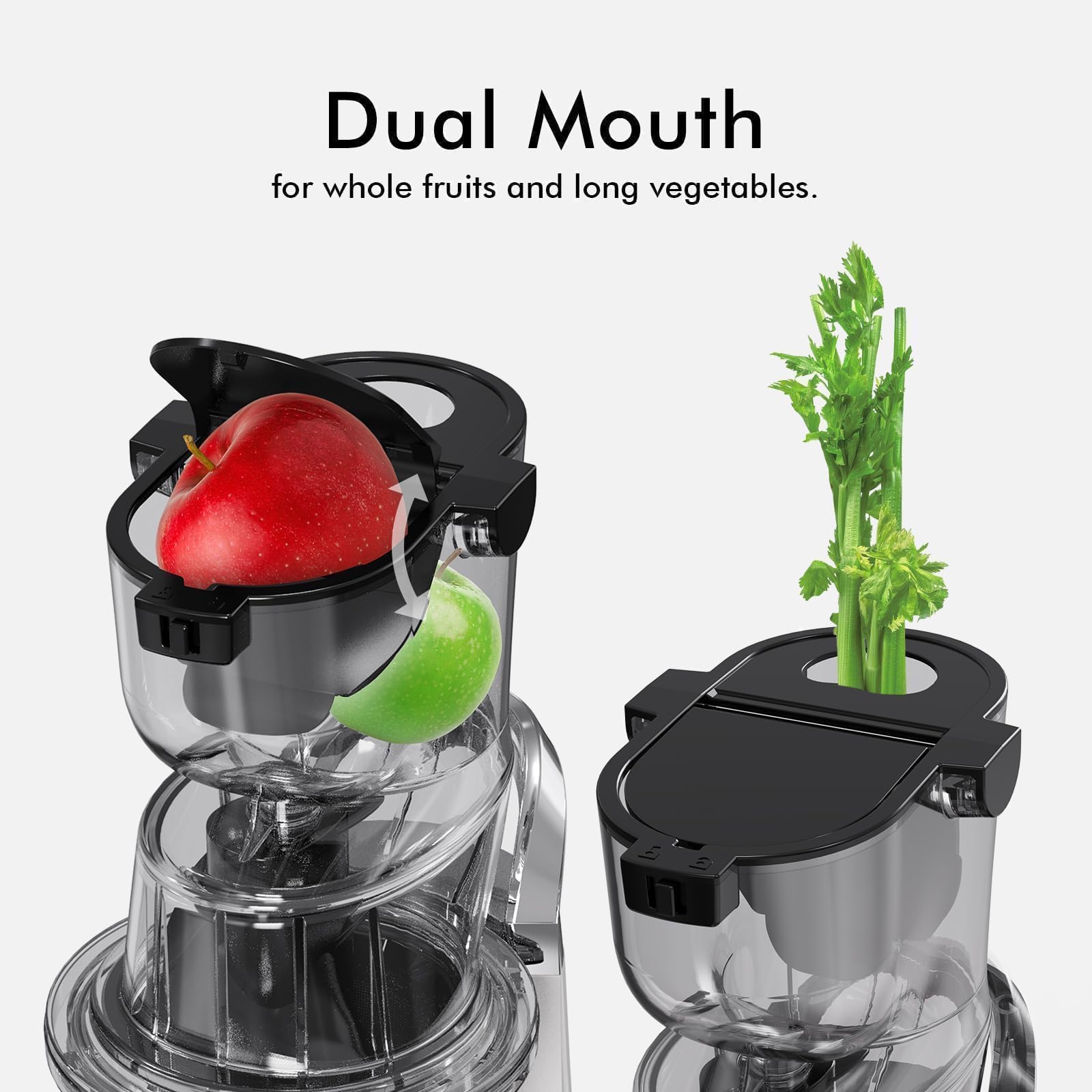 Easy-Use Cold Press Juicer, SiFENE 83mm Wide-Mouth Vertical Slow Masticating Juicer, Whole Fruit & Veg Juice Extractor, Easy to Clean, BPA Free, Quiet Motor with Reverse Function, White