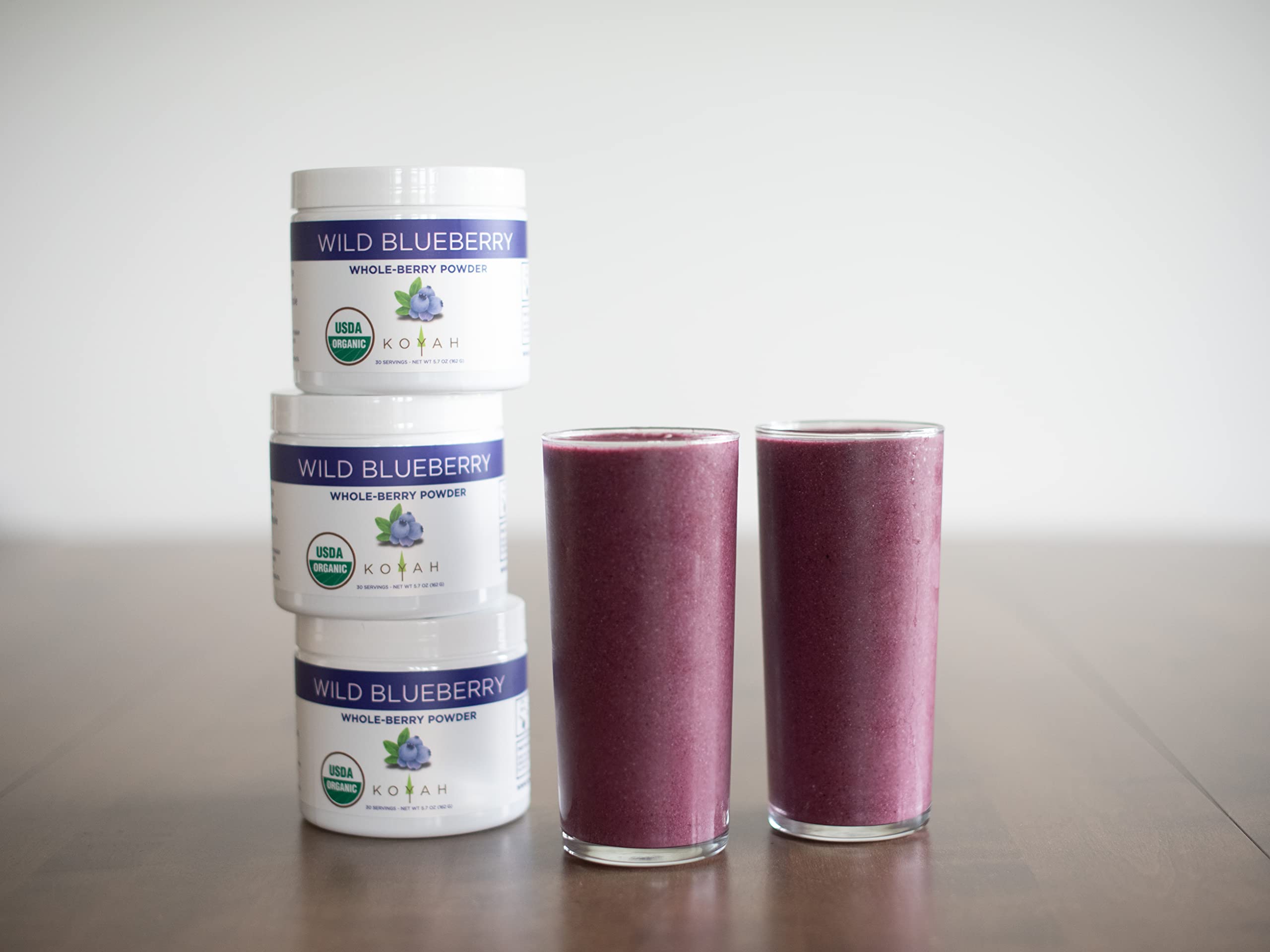 KOYAH - Organic Wild Blueberry Powder (Lowbush Variety - Vaccinium angustifolium): 30 Servings (1 Scoop = 60 Berries), Canada Grown, Freeze-Dried, Whole-Berry Powder