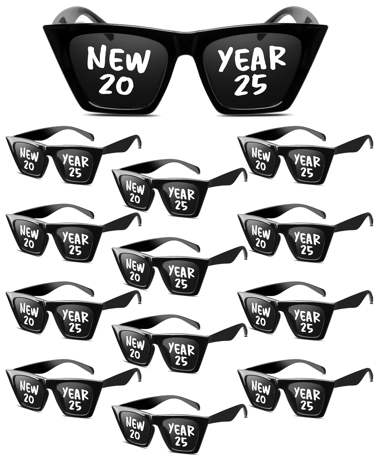 Cuffbow 12 Pcs Happy New Year Eyeglasses 2025 New Year Glasses Photo Booth Props Eyeglasses for New Year's Eve Party Decors(New Year 2025)