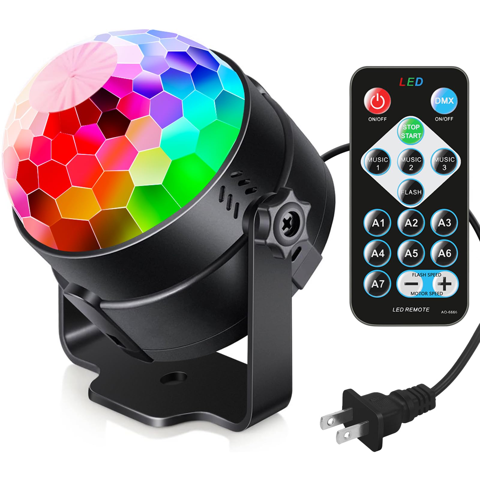 Luditek Sound Activated Party Lights with Remote Control Dj Lighting, Disco Ball Strobe Lamp 7 Modes Stage Light for Home Room Dance Parties Birthday Karaoke Halloween Christmas Decorations