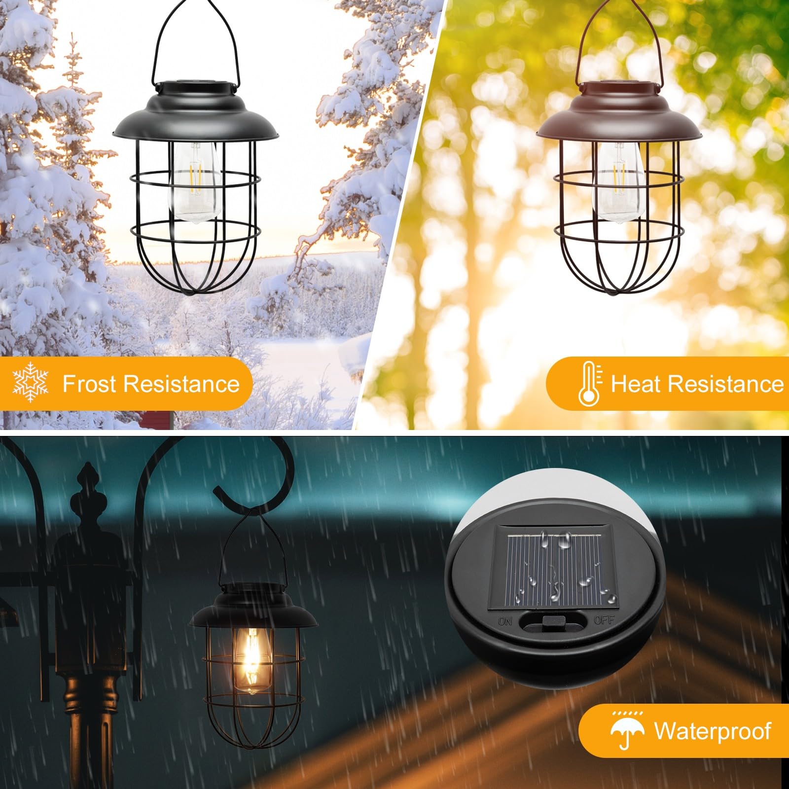 Lifoberstar Solar Lantern Hanging Solar Lights for Outside Waterproof Outdoor Hanging Decorative Metal Solar Lamp Garden Yard Patio Pathway Farmhouse Decor, Warm Light