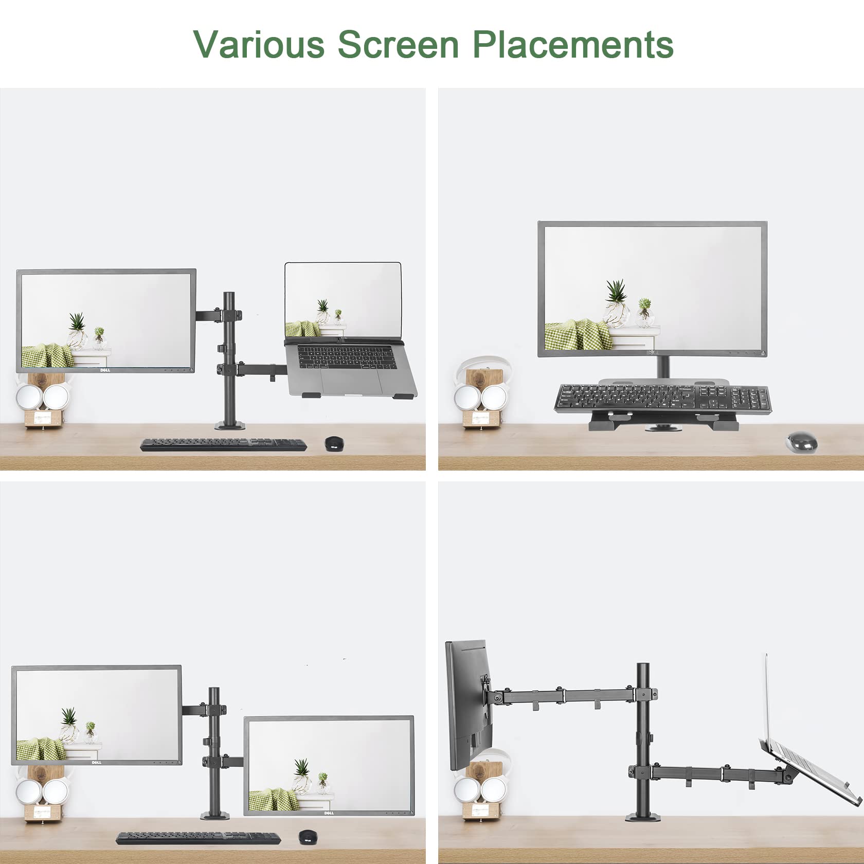 UPGRAVITY Monitor and Laptop Mount, Monitor Arm with Vented Tray for 13" to 27" LCD Computer Screens and Notebook up to 17 inch, Fully Adjustable Laptop Mount Stand Holds up to 17.6lbs