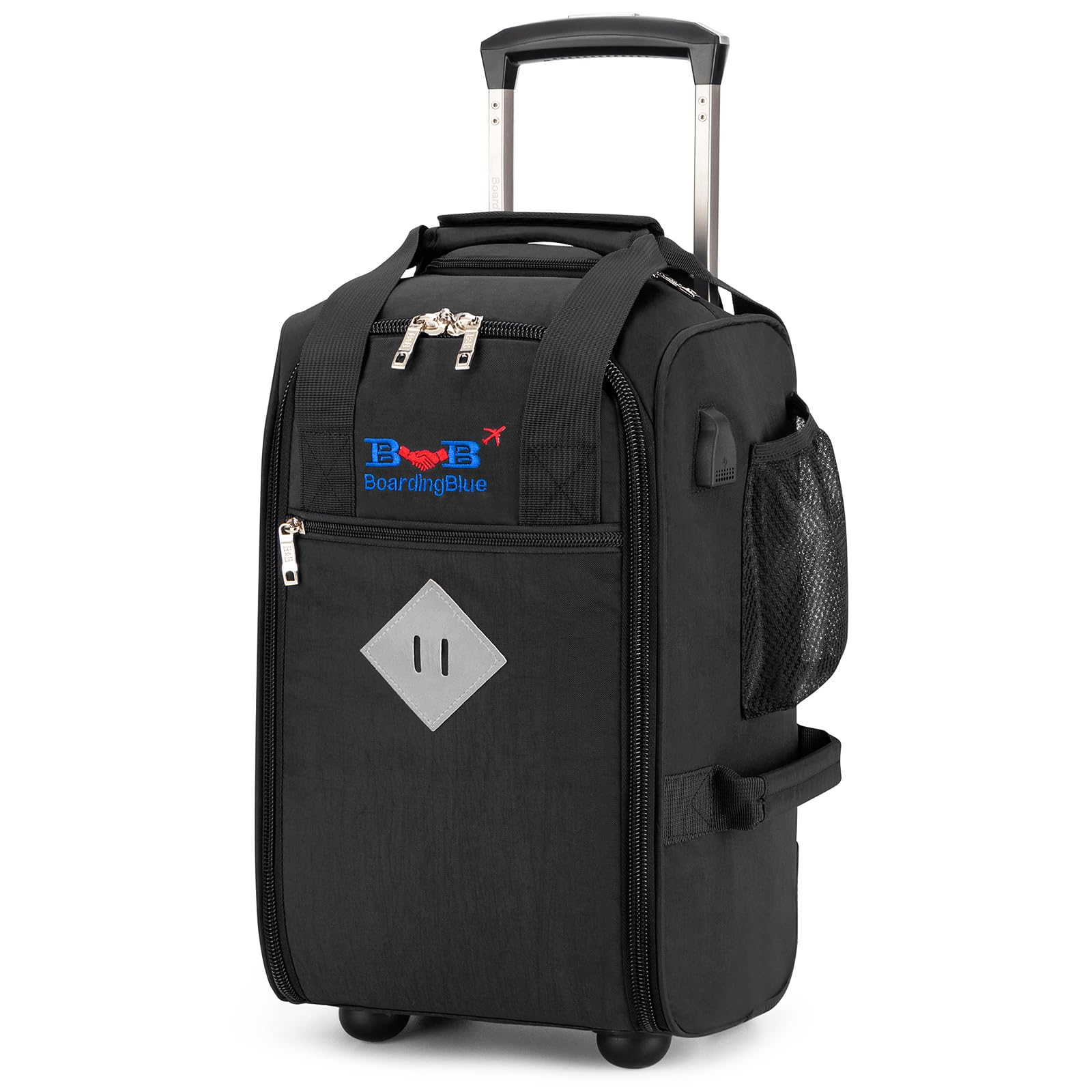 Boardingblue 17x10x9 Inches United Airlines Rolling Personal Item Under Seat Duffle Bag Luggage Suitable For Major Airlines Including Spirit, and Frontier Airline(BLACK)