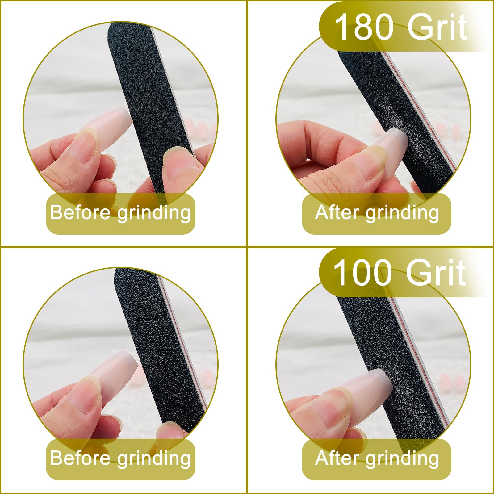 HeeYaa Nail File 10 PCS Professional Double Sided 100/180 Grit Nail Files Emery Board Black Manicure Pedicure Tool and Nail Buffering Files