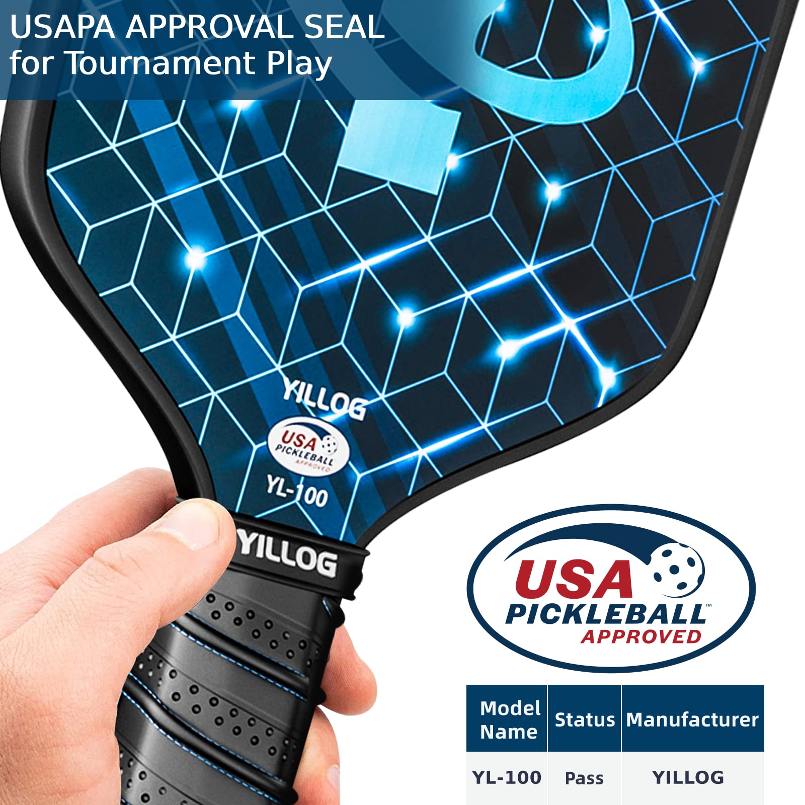 YILLOG Pickleball Paddles, USAPA Approved Pickleball Paddle Set of 4, Fiberglass Surface Pickleball Set, 4 Pickleball Balls, 4 Cooling Towels, Pickleball Bag, Pickle ball Paddle for Men Women