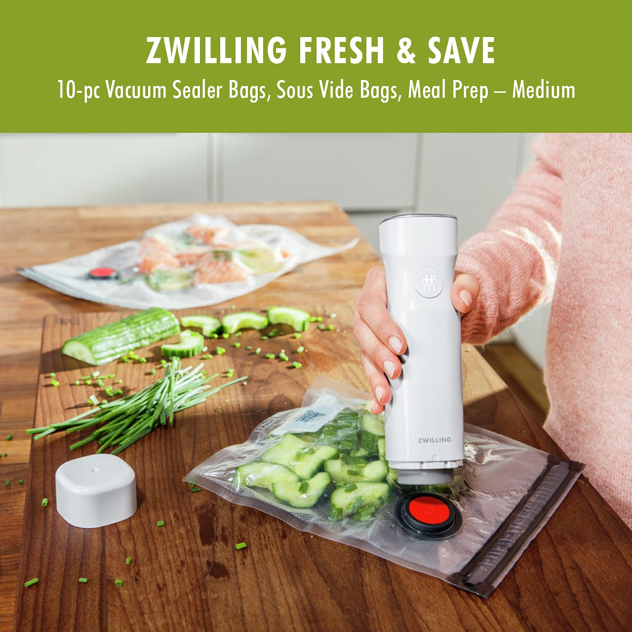 ZWILLING Fresh & Save 10-pc Vacuum Sealer Bags, Sous Vide Bags, Meal Prep - Medium