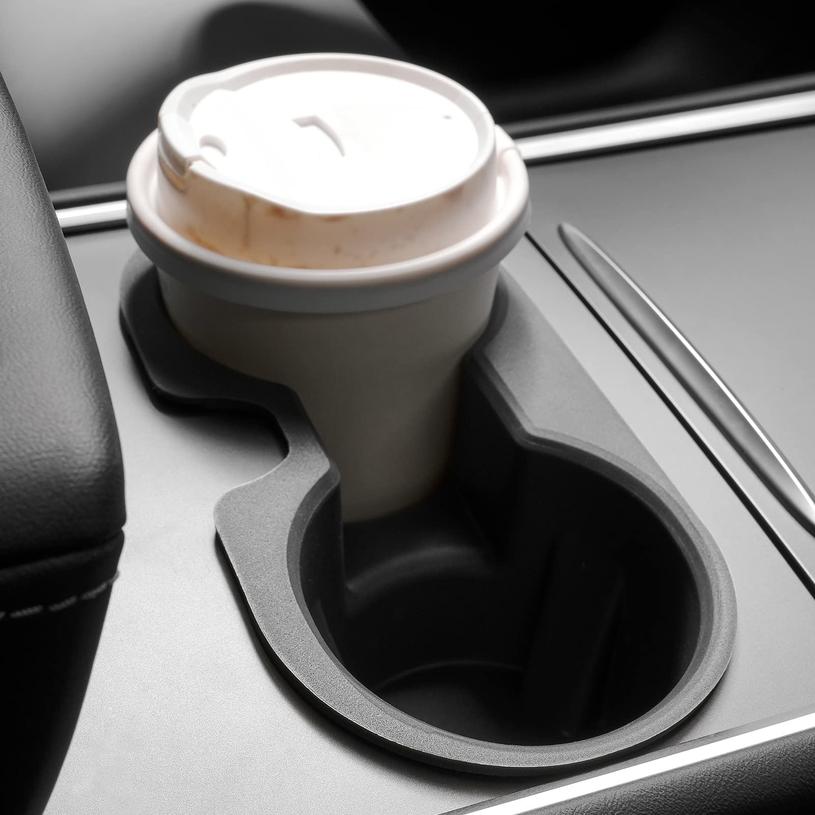 DEDC Tesla Cup Holder - Model 3/Y Center Console Cup Insert - FIT New Console, 2024 2023 2022 2021 Tesla Y Accessories, Space Gray