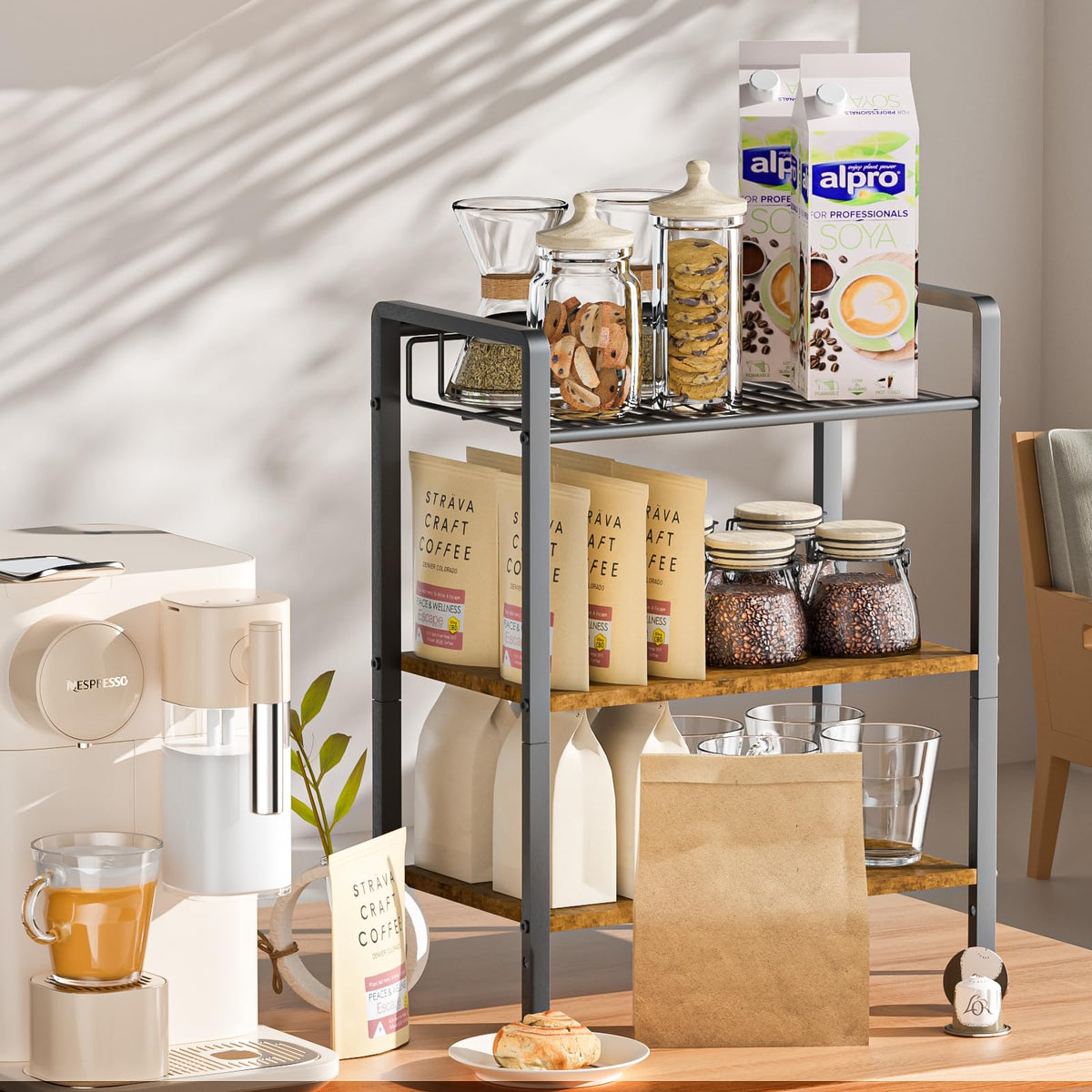 NIROZA Kitchen Counter Shelf, 3-Tier Bathroom Counter Shelf, Spice Rac
