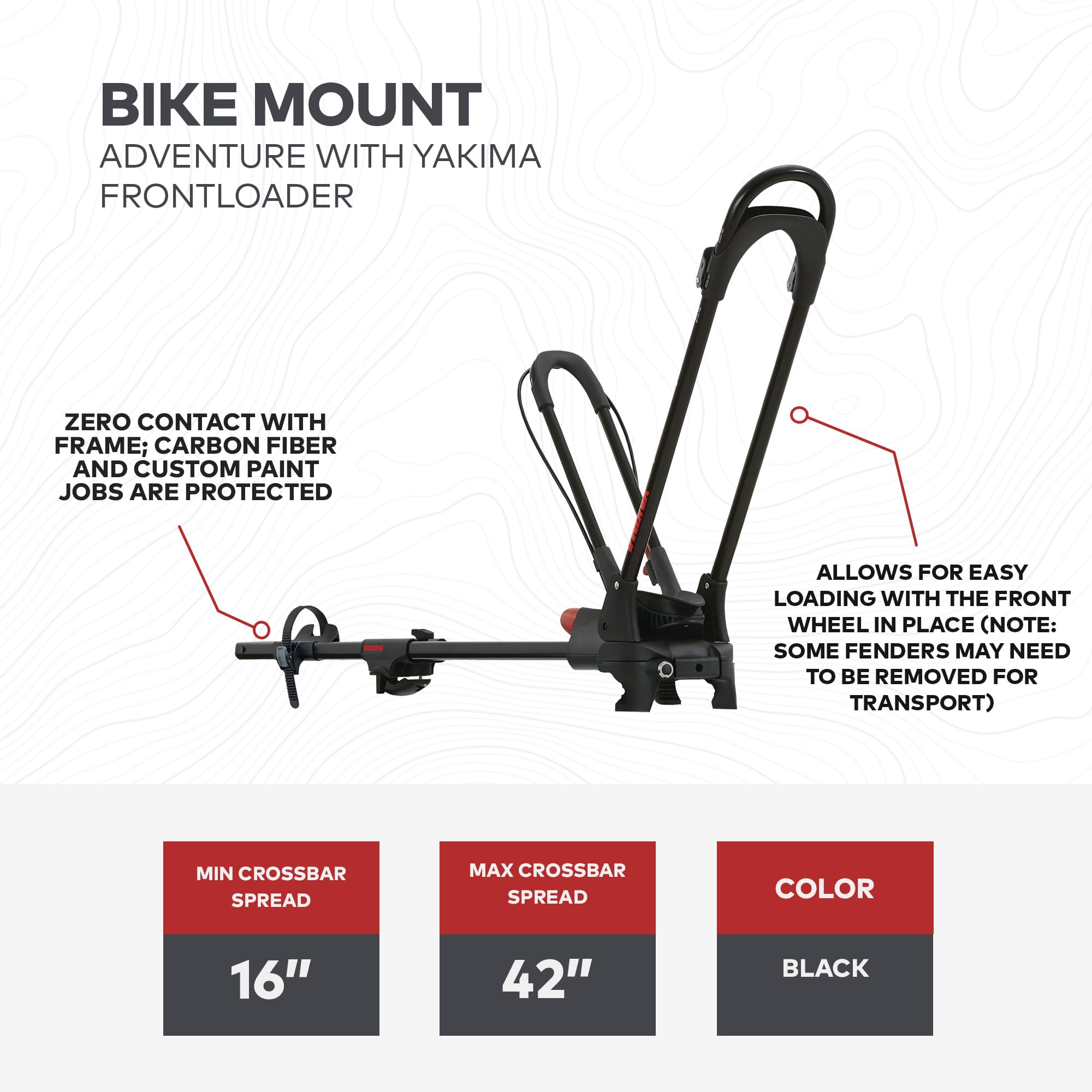 Yakima Rooftop Bike Rack Mount, Heavy-Duty Car & SUV Roof Carrier, FrontLoader, Black