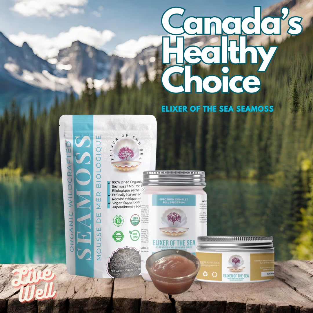 FullSpectrum Sea Moss Gel Made from Carribbean Seamoss Blend of Gold, Green and Purple Seamoss ] Wildcrafted Organic Premium Quality Superfood