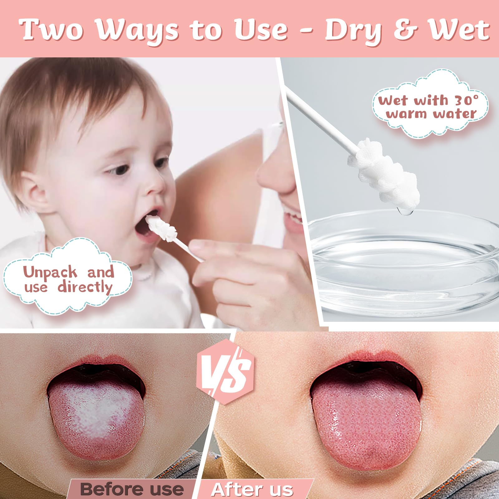 Lonlown 60PCS Baby Tongue Cleaner & 1PCS Finger Toothbrush Infant Mouth Cleaner Newborn Gum Cleaner Disposable Infant Oral Clean Stick Dental Care for 0-36 Month Baby