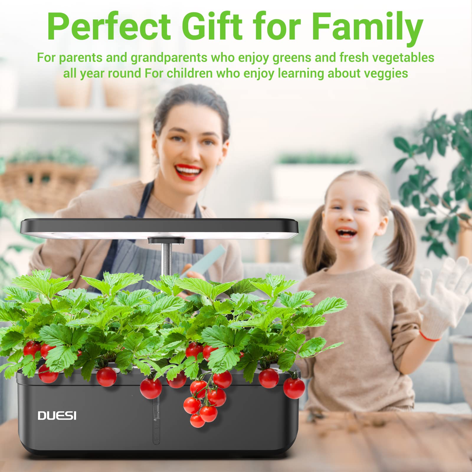 Indoor Garden Hydroponics Growing System, DUESI Upgrade 12 Pods Gardening Plant Germination Herb Kit with LED Grow Light, Hydrophonic Planter Grower Harvest Vegetable Lettuce for Hydroponic Gardeners