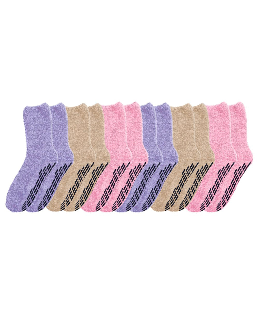 Silverts Men’s and Women’s Diabetic Gripper Non Skid Hospital Slipper Socks for Seniors - Adaptive Clothing Gift for Elderly - Soft Warm Fuzzy Grip Slip Resistant - 6 Pack - Pastel Pack X-Large