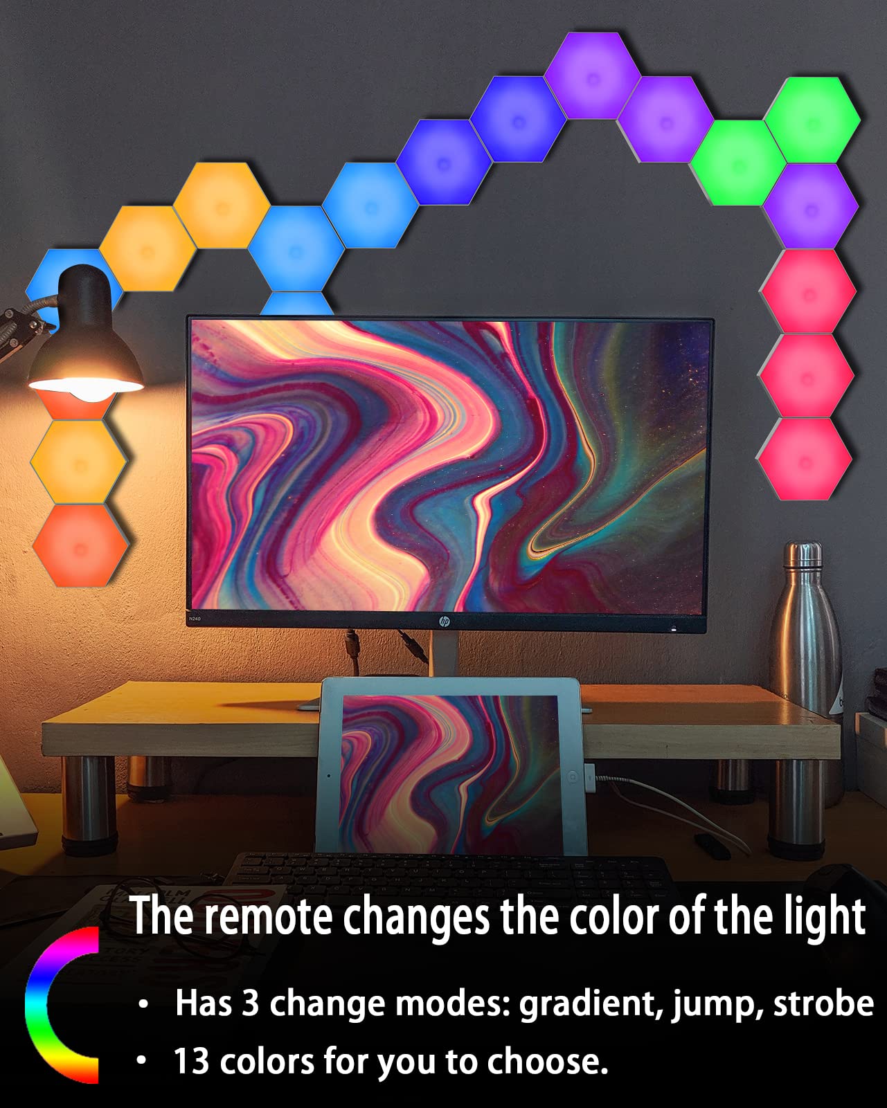 Hexagon Lights, Touch-sensitive Hexagon Wall Lights, Hexagon Lights for Wall Led with Remote and USB Power Supply, Spliceable LED Light Wall Panels Gift for Boys and Girls, Kids, Adults（6 Packs）