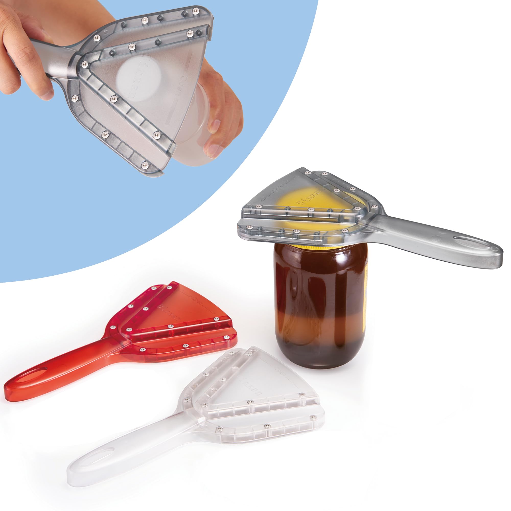 Uinxan Jar Opener for Weak Hand & Seniors with Arthritis,Easy Twist Off Bottle Caps,Patent | Unique Kitchen Gadgets,Handheld Lid Top Open for Elderly/Women/Men (Blue)