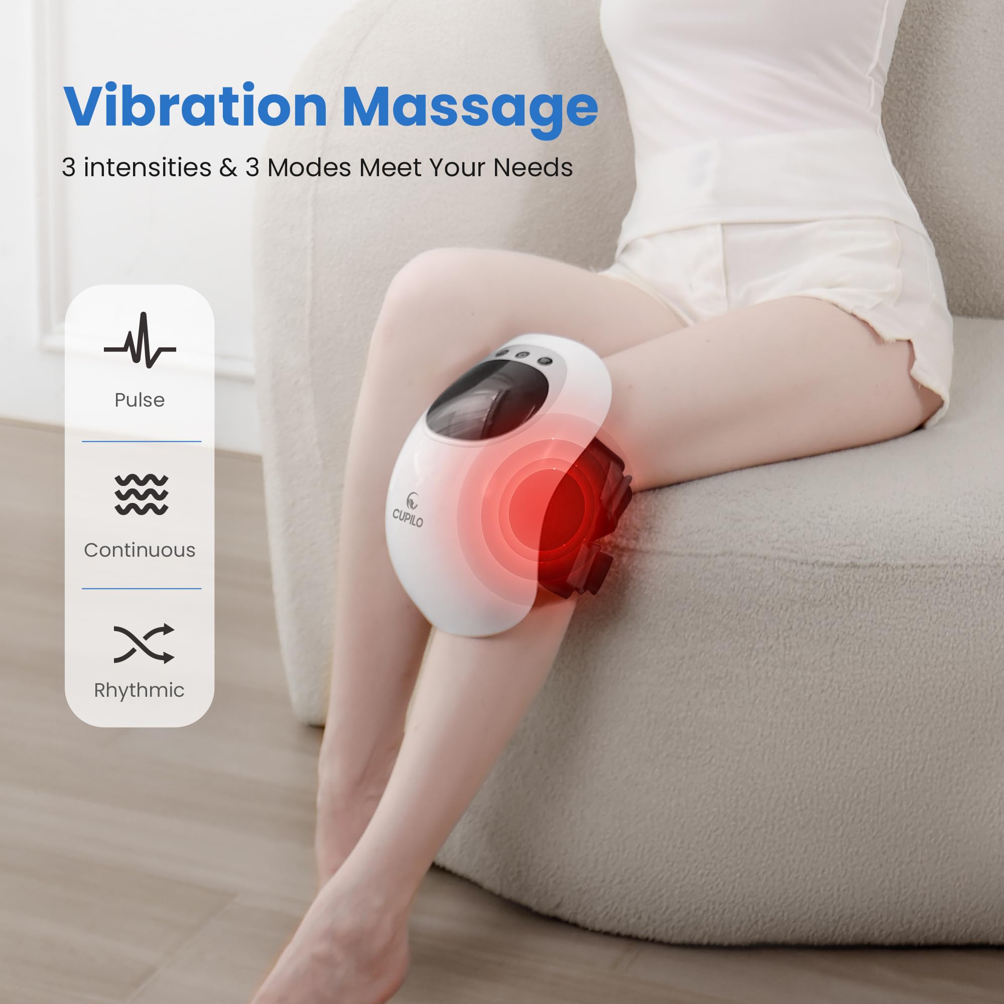 CuPiLo Knee Massager with Heat - FSA or HSA Eligible,Heating and Vibrating Pain Relief Knee Massager for Arthritis,Stretched Ligament,Swelling Stiff Joints and Muscles Injuries,Gift for Christmas