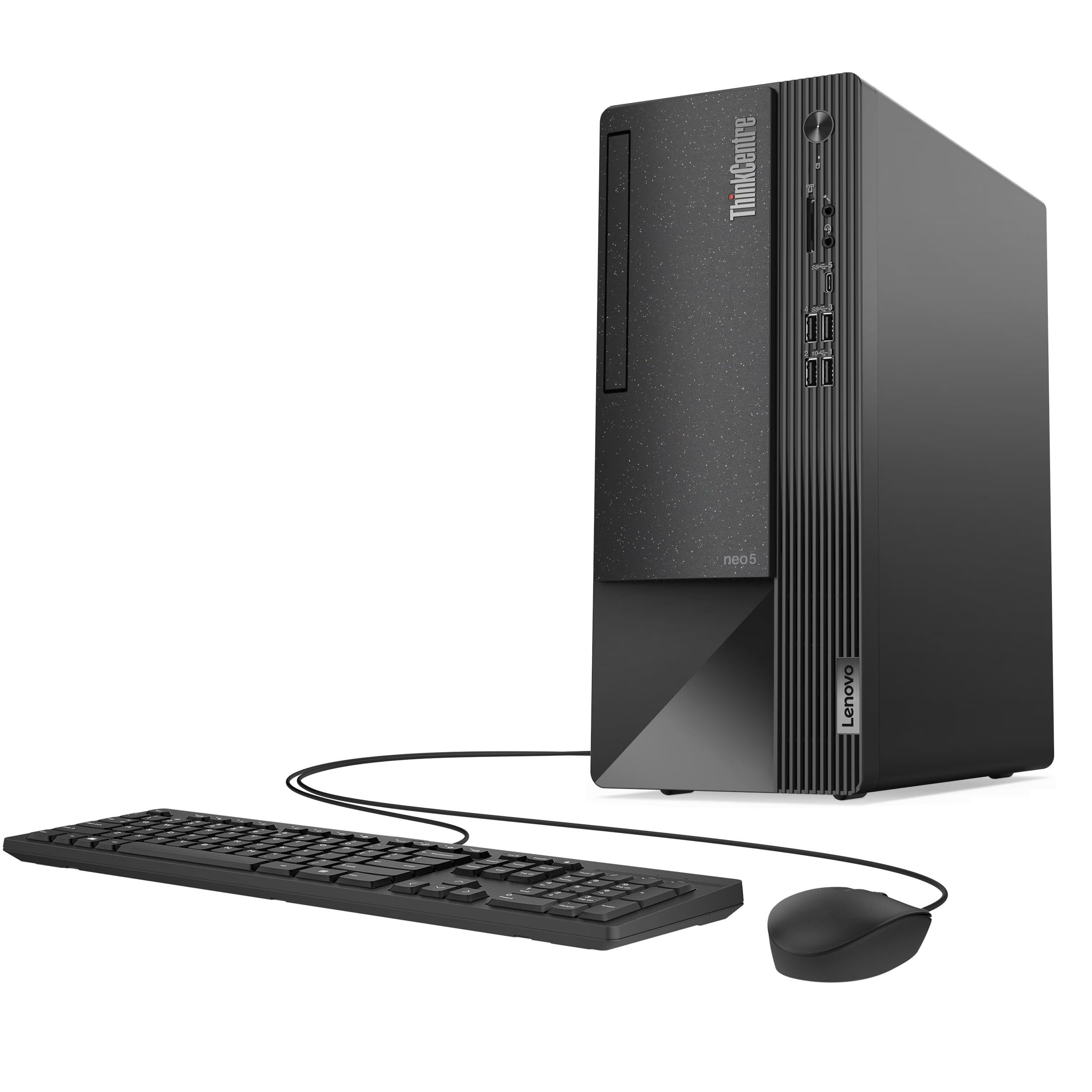 Lenovo ThinkCentre Neo 50t Tower Desktop Computer, 4-core Intel Core i3-13100, 32GB RAM, 1TB SSD, 3-Monitor Ports (DP+HDMI+VGA), RJ-45, WiFi, USB-C, Card Reader, Wired KB & Mouse, Windows 11 Pro