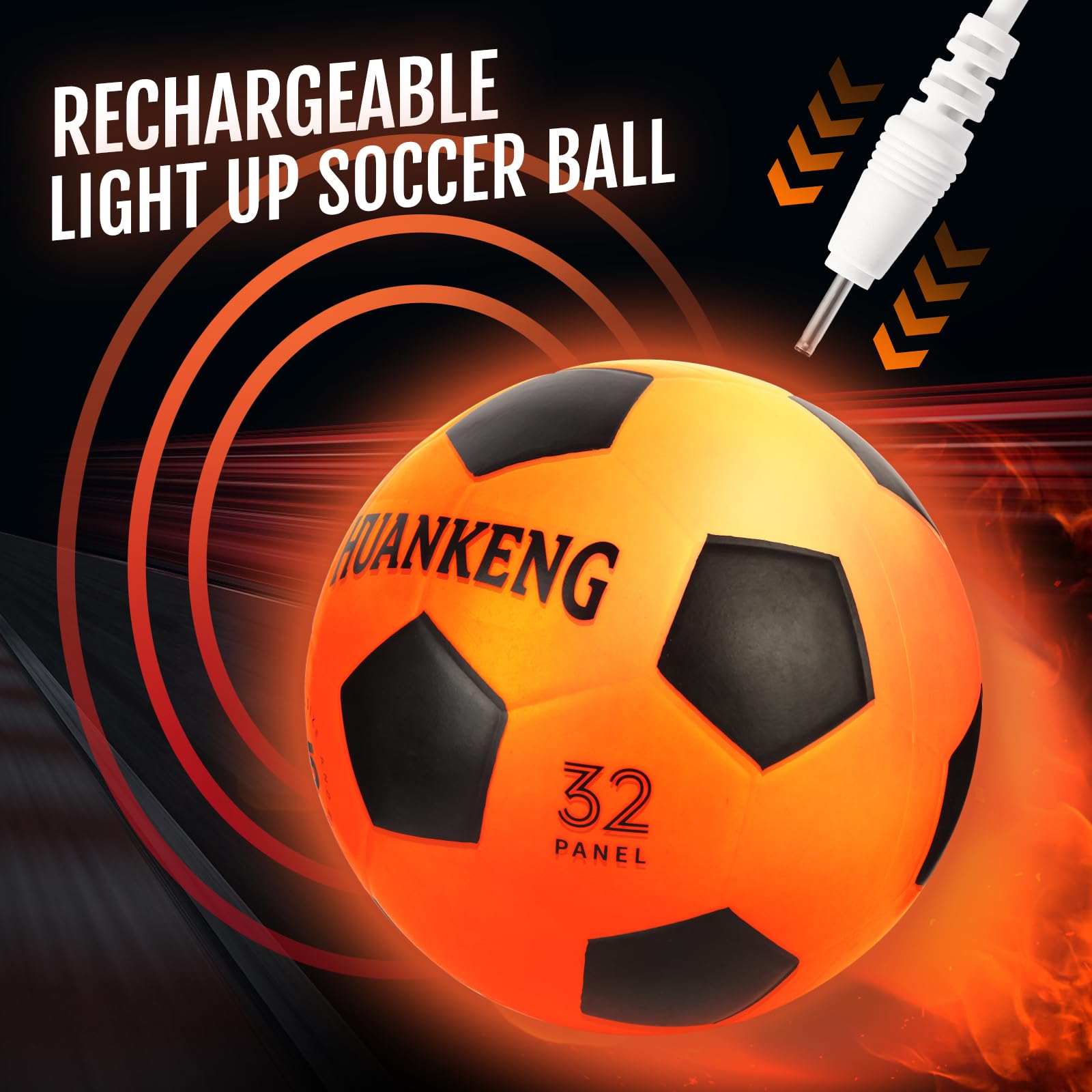 HuanKeng Rechargeable Glow in The Dark Soccer Ball Birthday Gifts for 6 7 8 9 10 11 12 13 14 15 Year Old Boys, NO.5 Sports Outdoor Light Up Soccer Ball Games Stuff for Teen Kids Boy Toys Ages 6-15